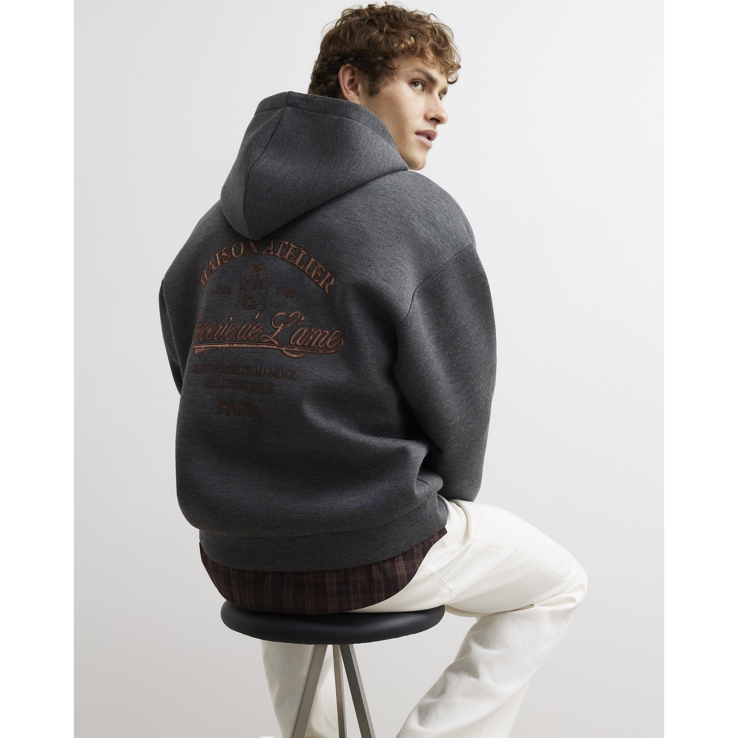 River Island Grey Premium Cotton Maison Hoodie