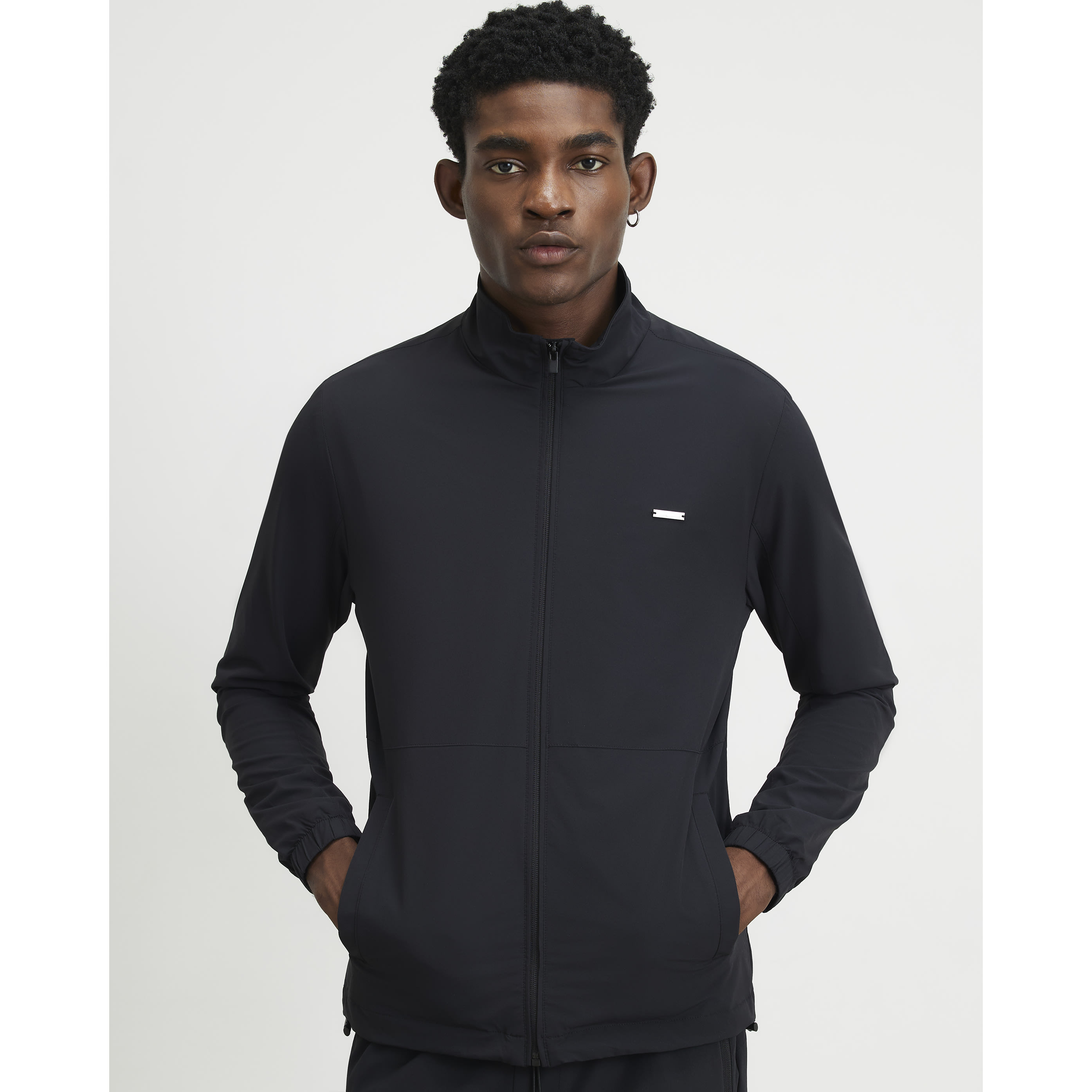 River Island Black Muscle Fit Funnel Jacket