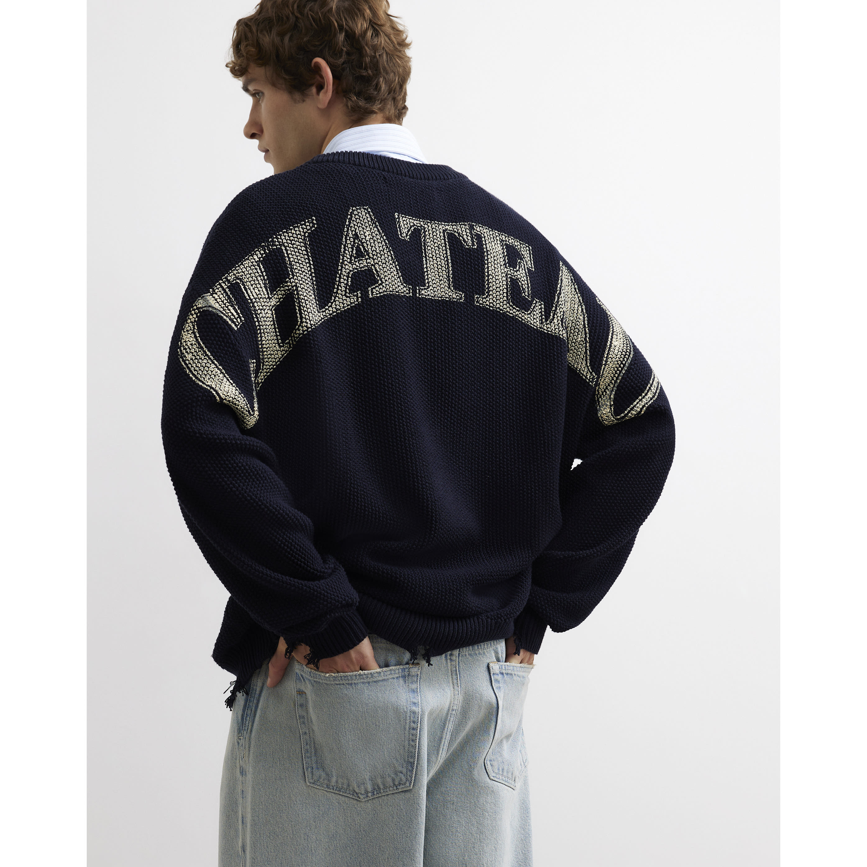 River Island Navy Cotton Chateau Sweatshirt