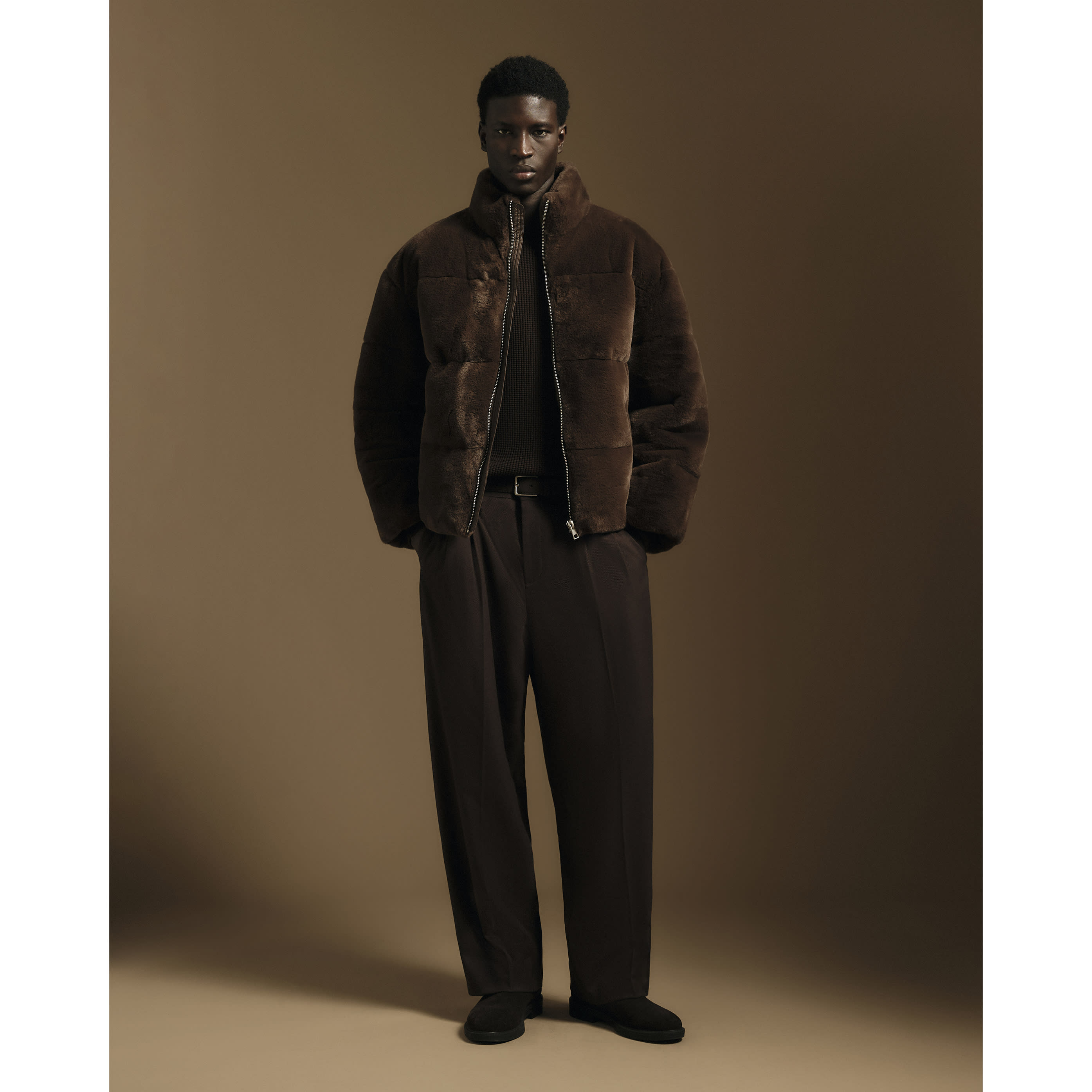 River Island Brown Faux Fur Padded Puffa Jacket