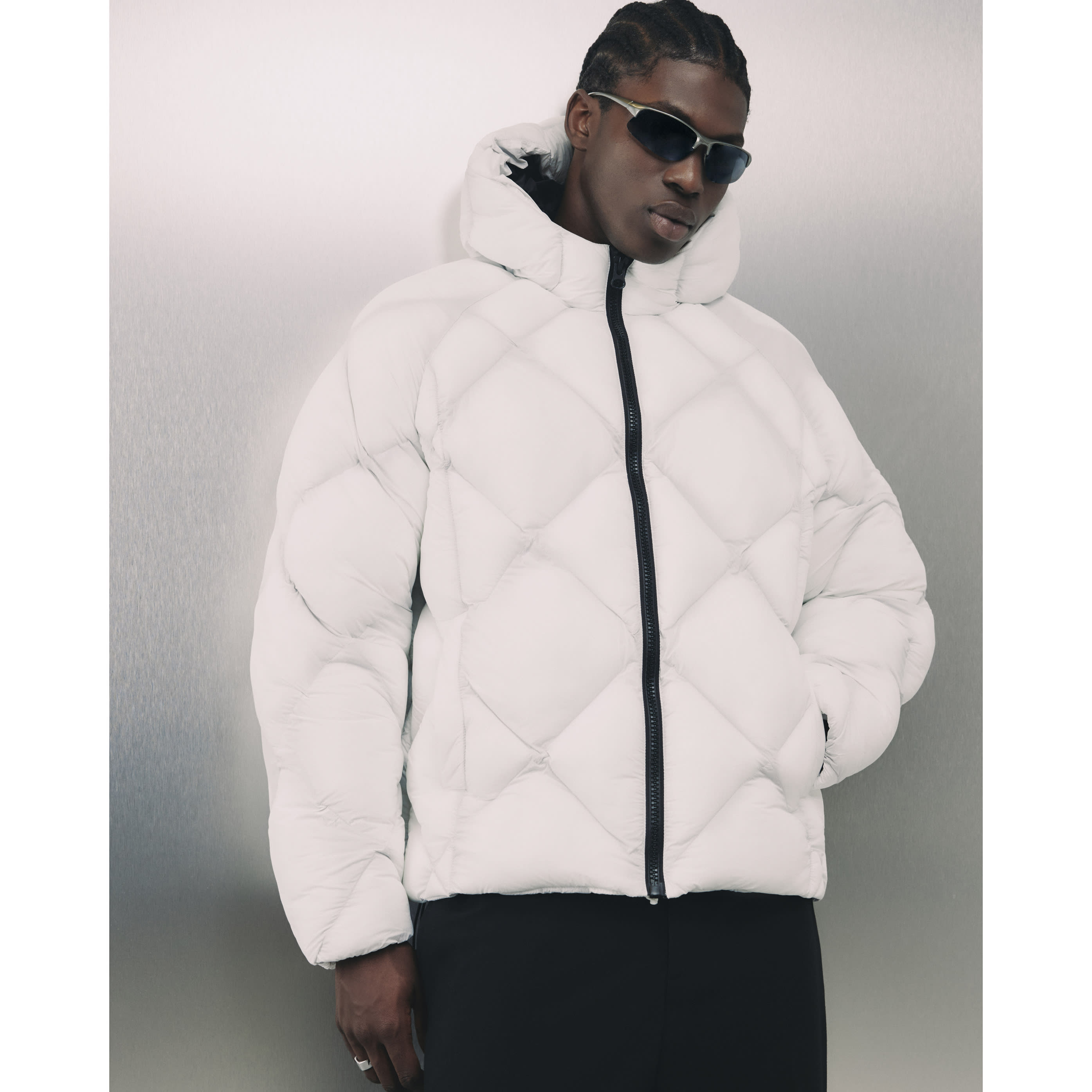 River Island White Diamond Quilted Puffer Jacket