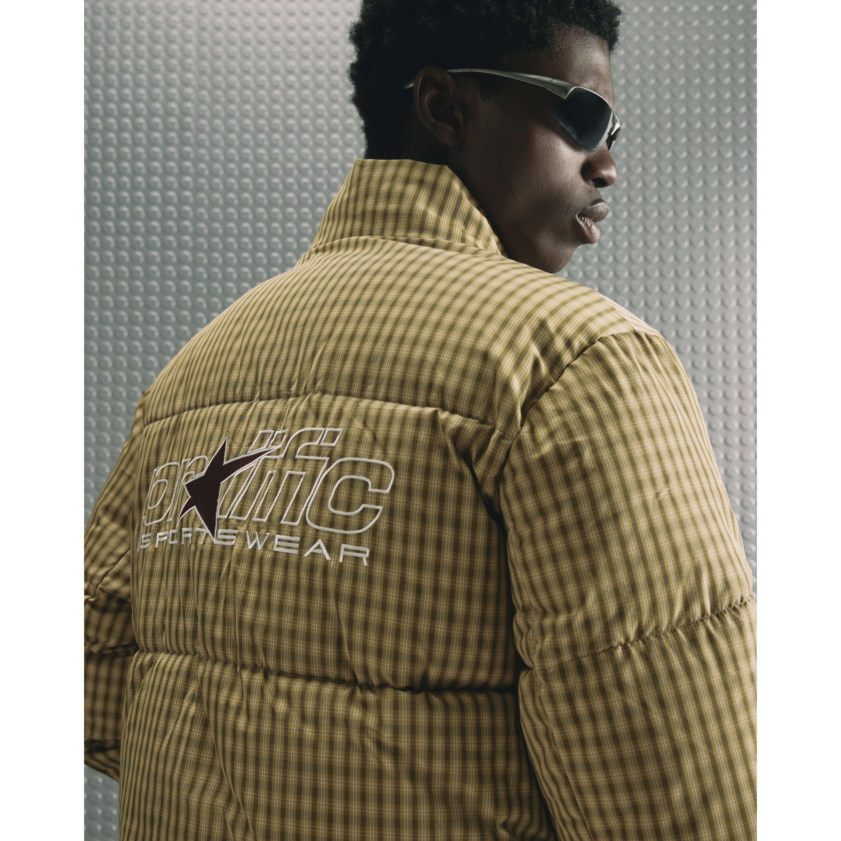 River Island Brown Microcheck Puffer Jacket