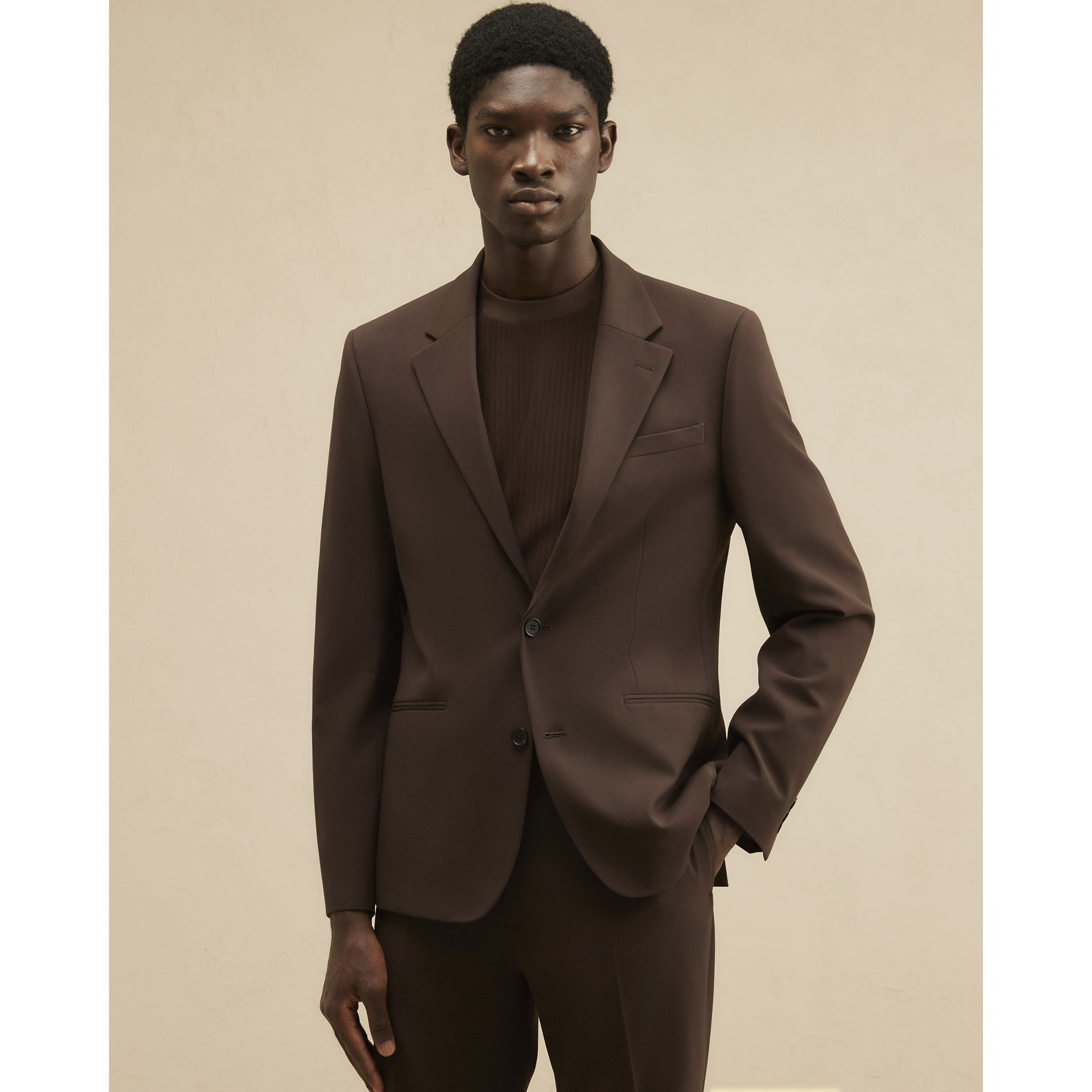 River Island Brown Slim Fit Suit Jacket