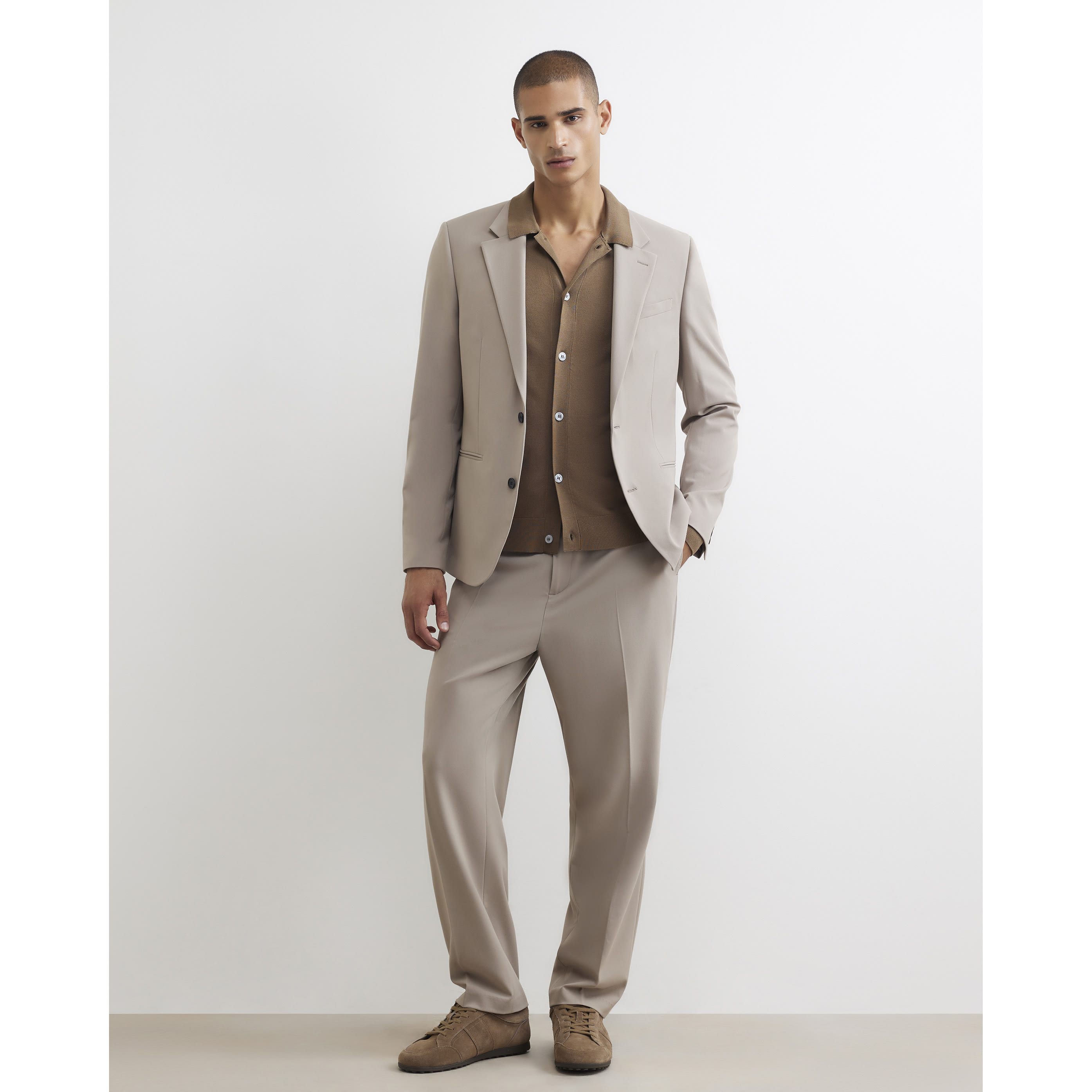 River Island Beige Slim Fit Cotton Suit Jacket