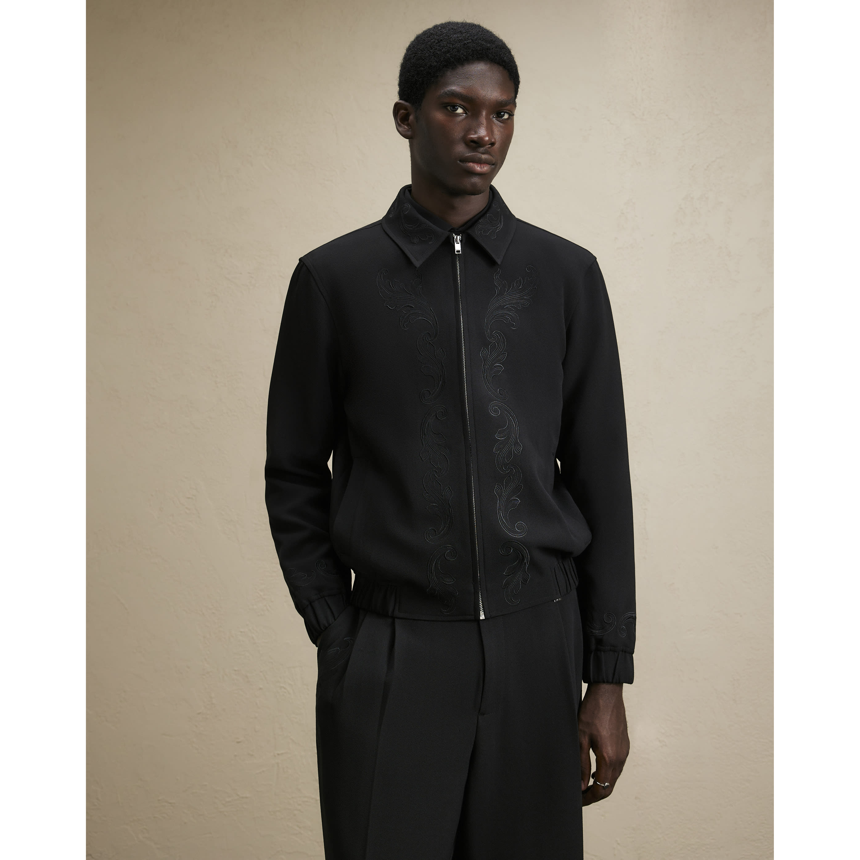 River Island Black Embroidered Baroque Harrington Jacket