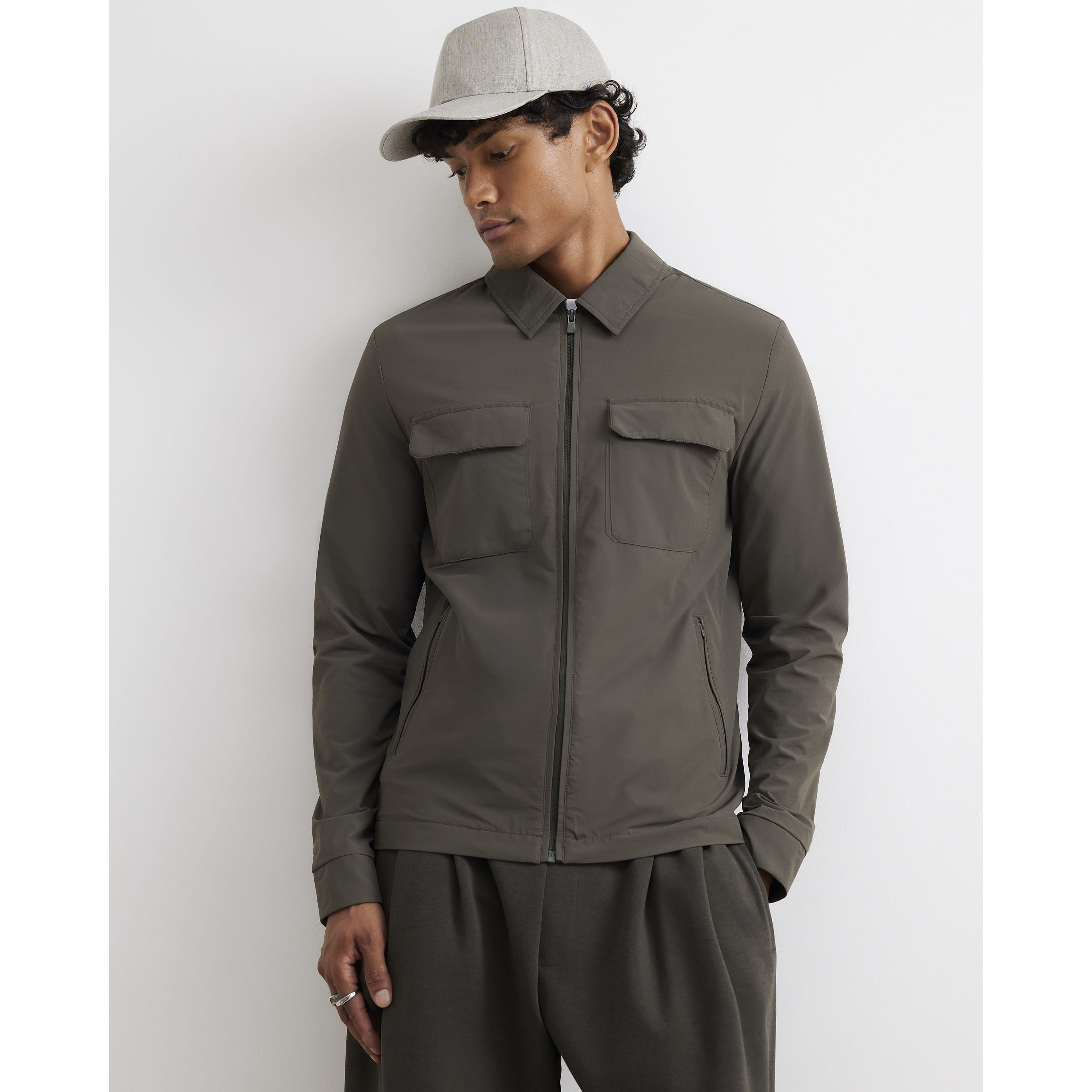 River Island Green Muscle Fit Defined Shacket