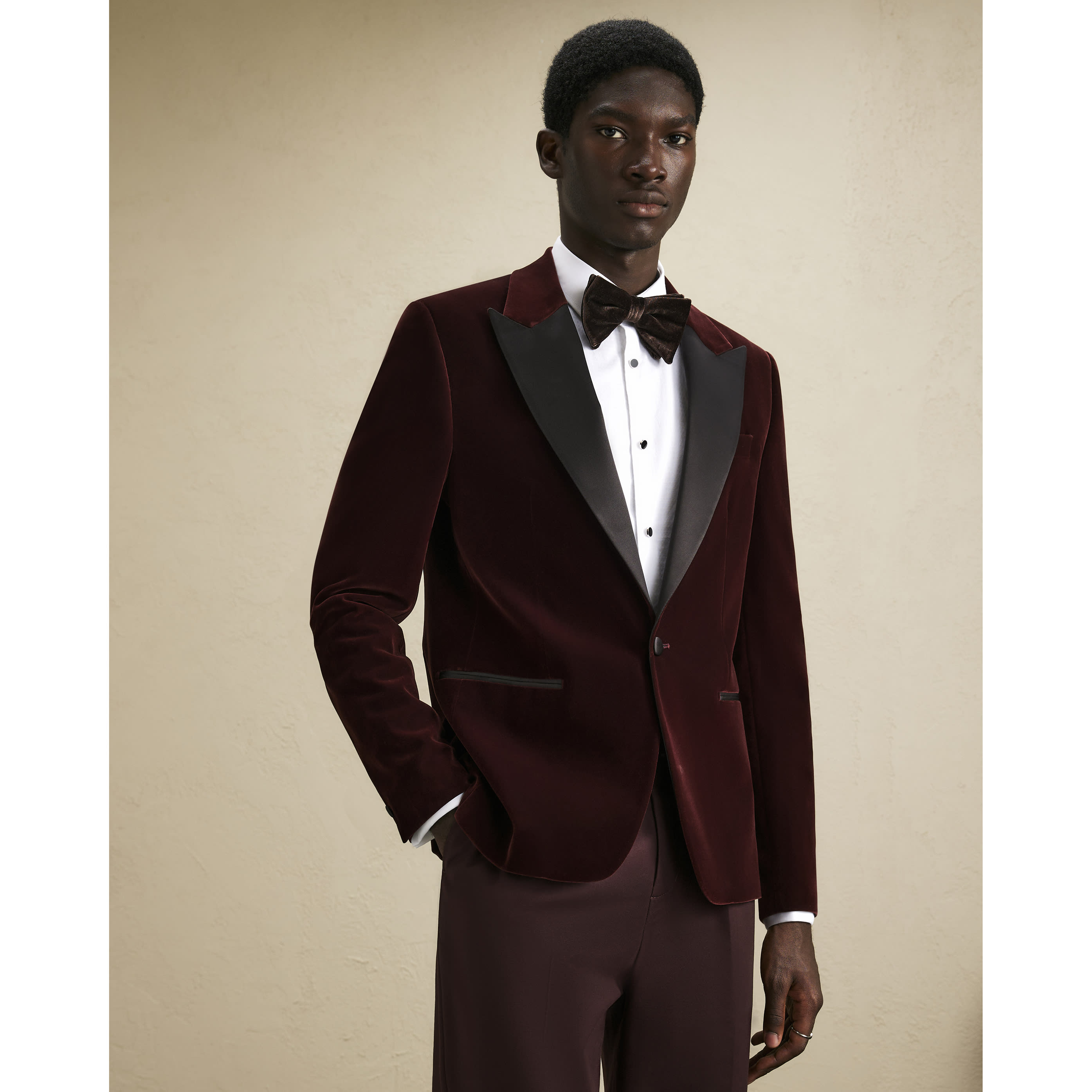 River Island Burgundy Velvet Blazer Jacket