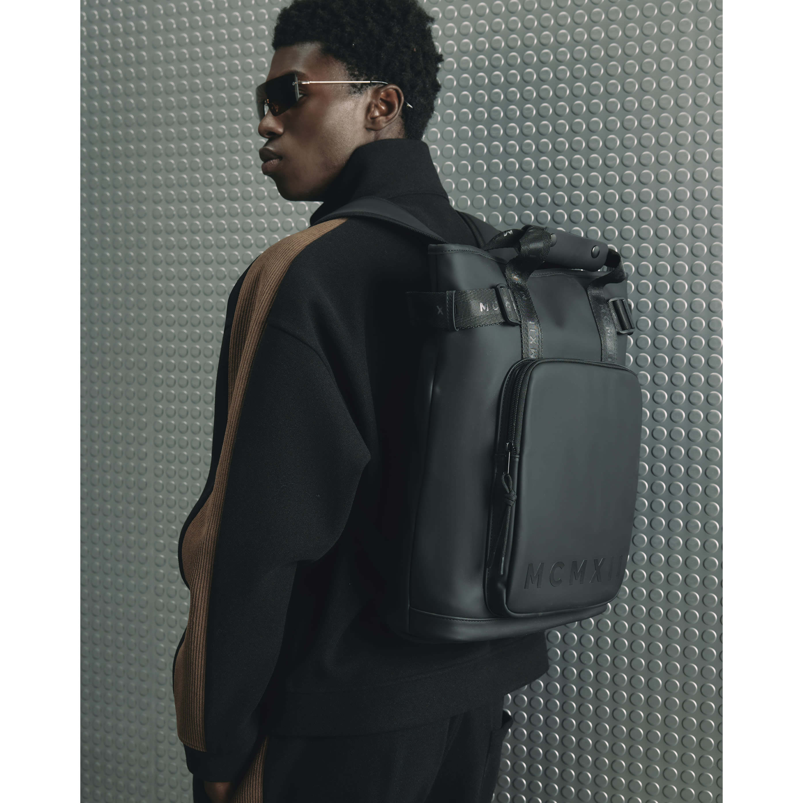River Island Black Rubber Mcmxii Tote Backpack