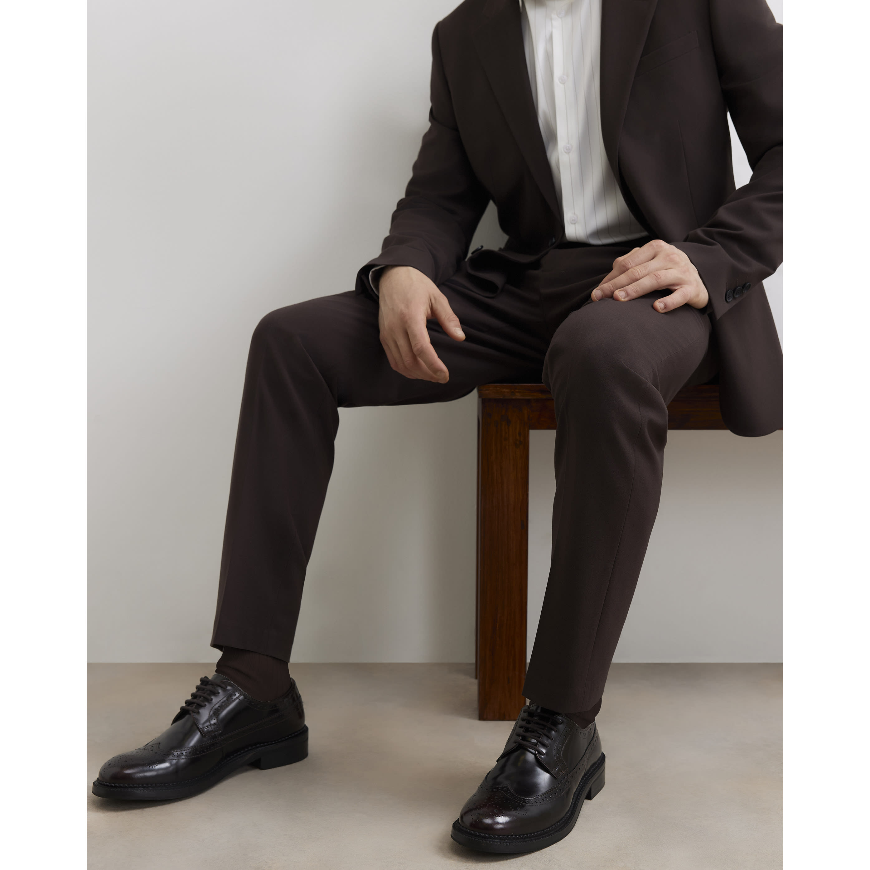 River Island Burgundy Leather High Shine Brogue Shoes