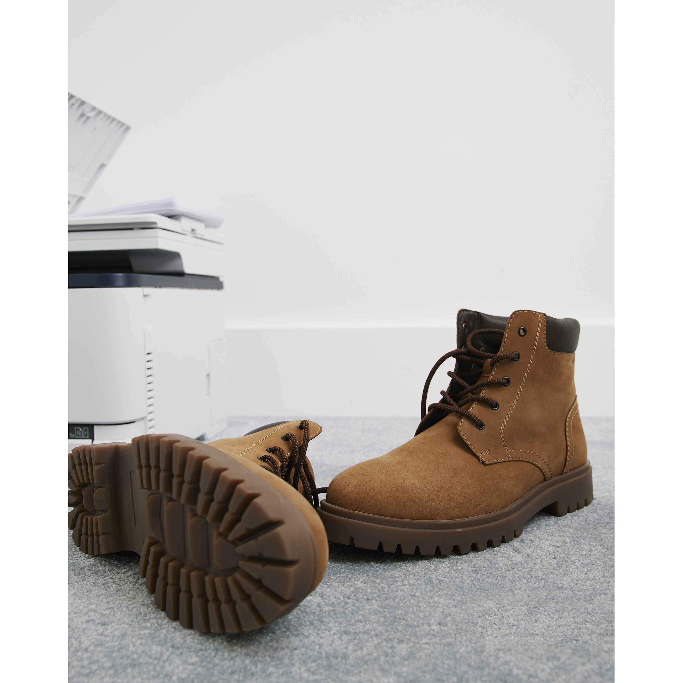 River Island Brown Nubuck Leather Lace Up Boots