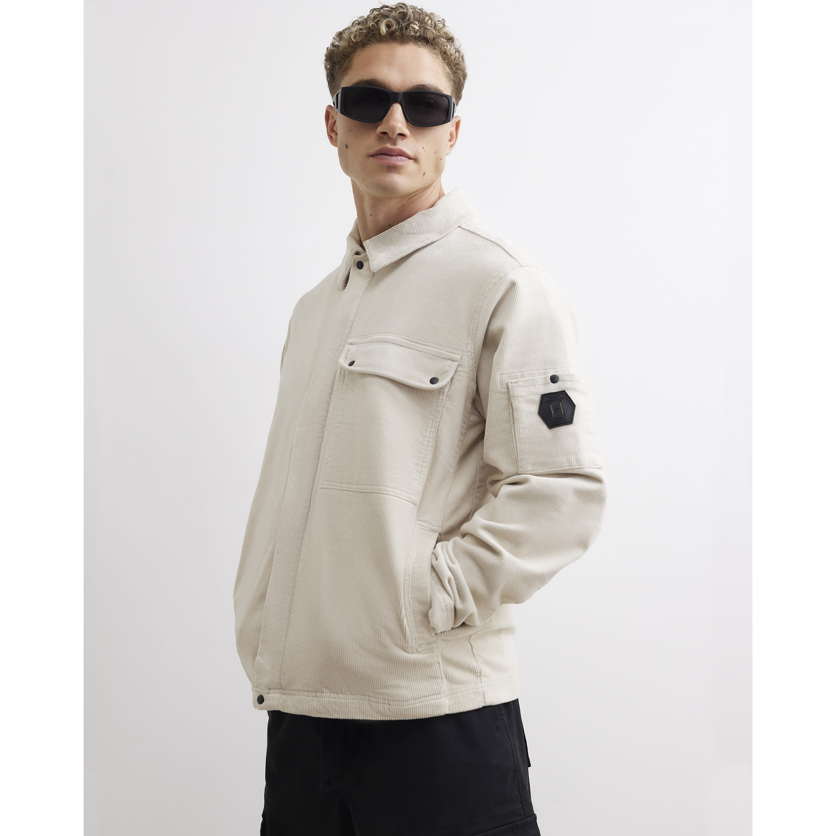 River Island Cream Washed Corduroy Overshirt