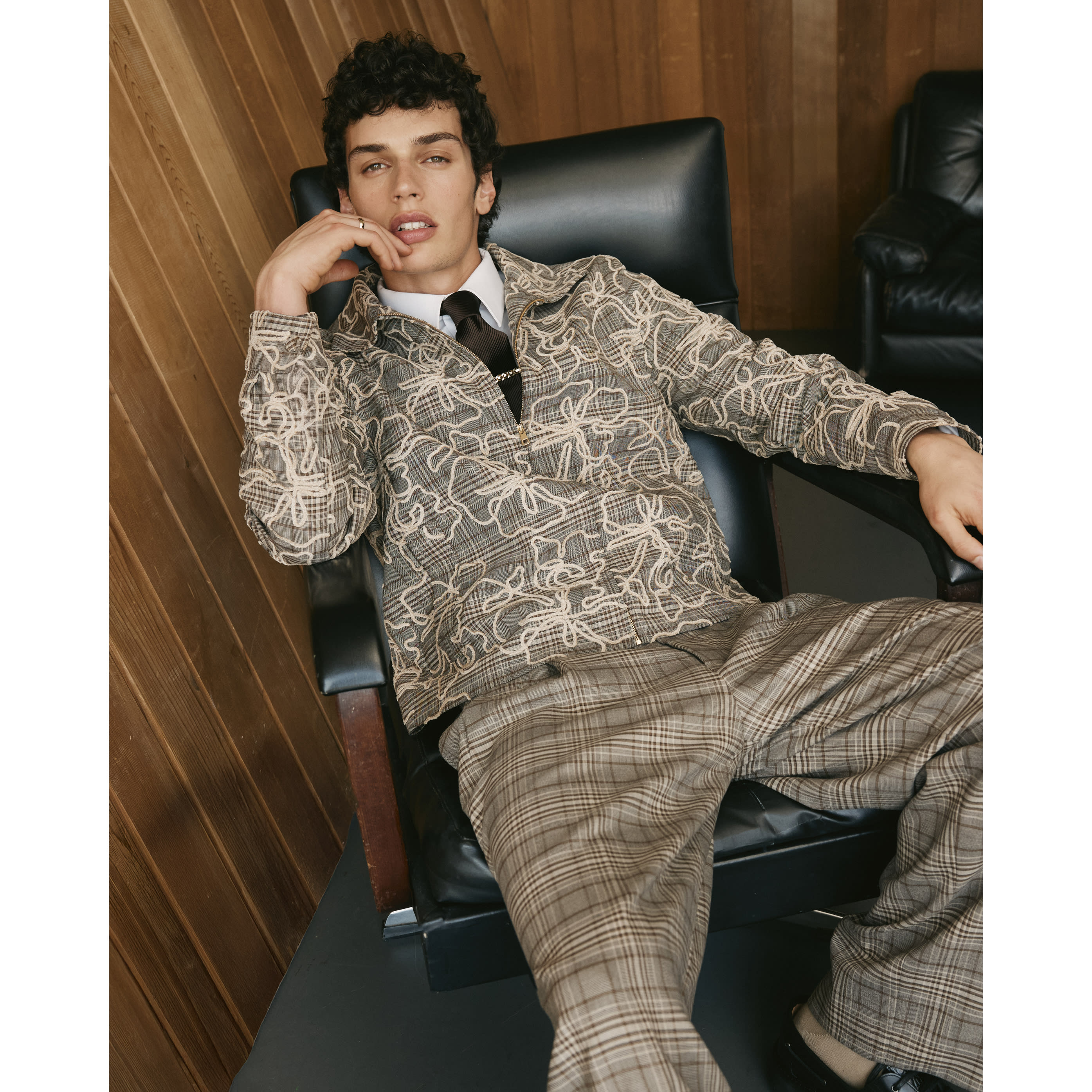 River Island Brown Twisted Tailor Floral Check Jacket