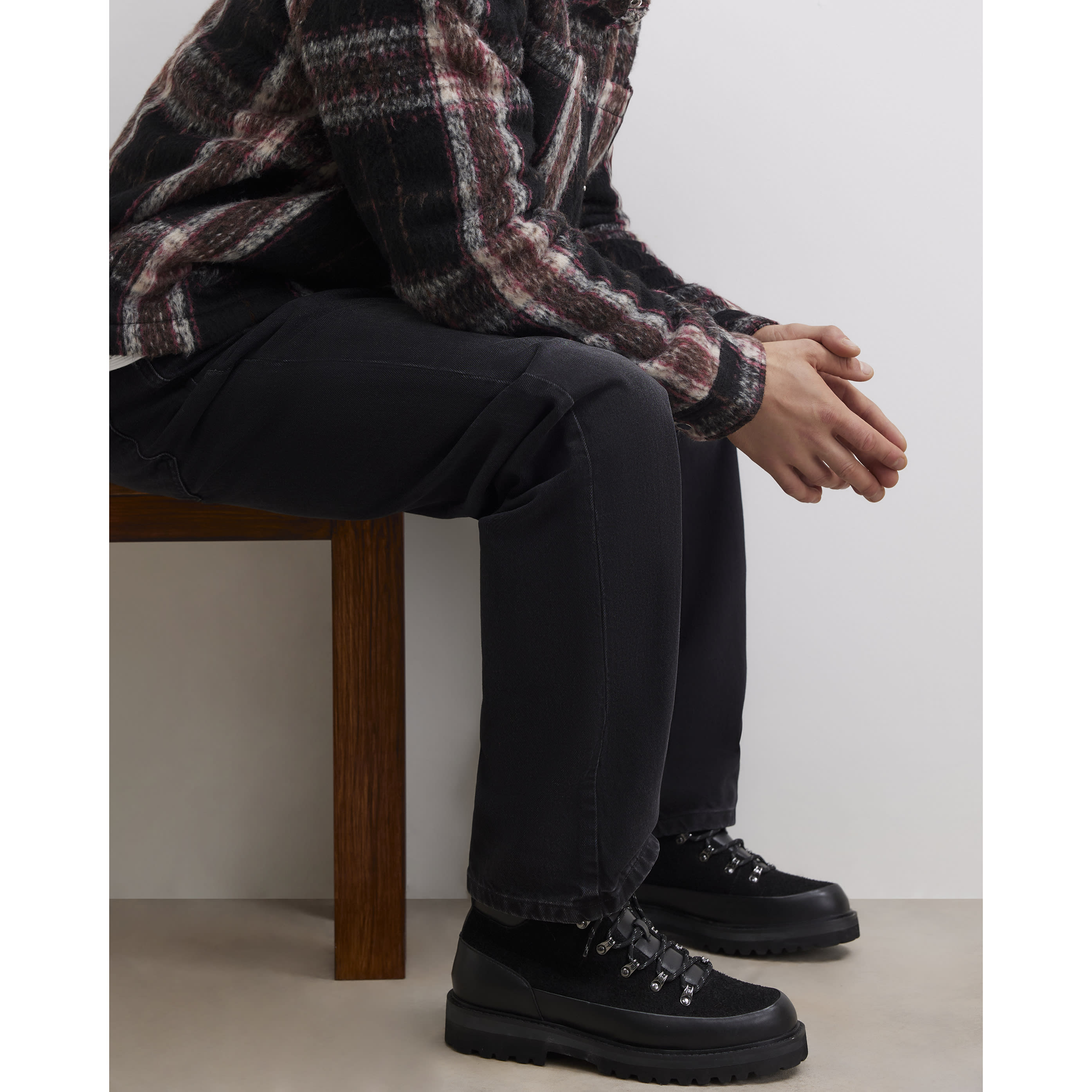 River Island Black Lace Up Hiking Boots