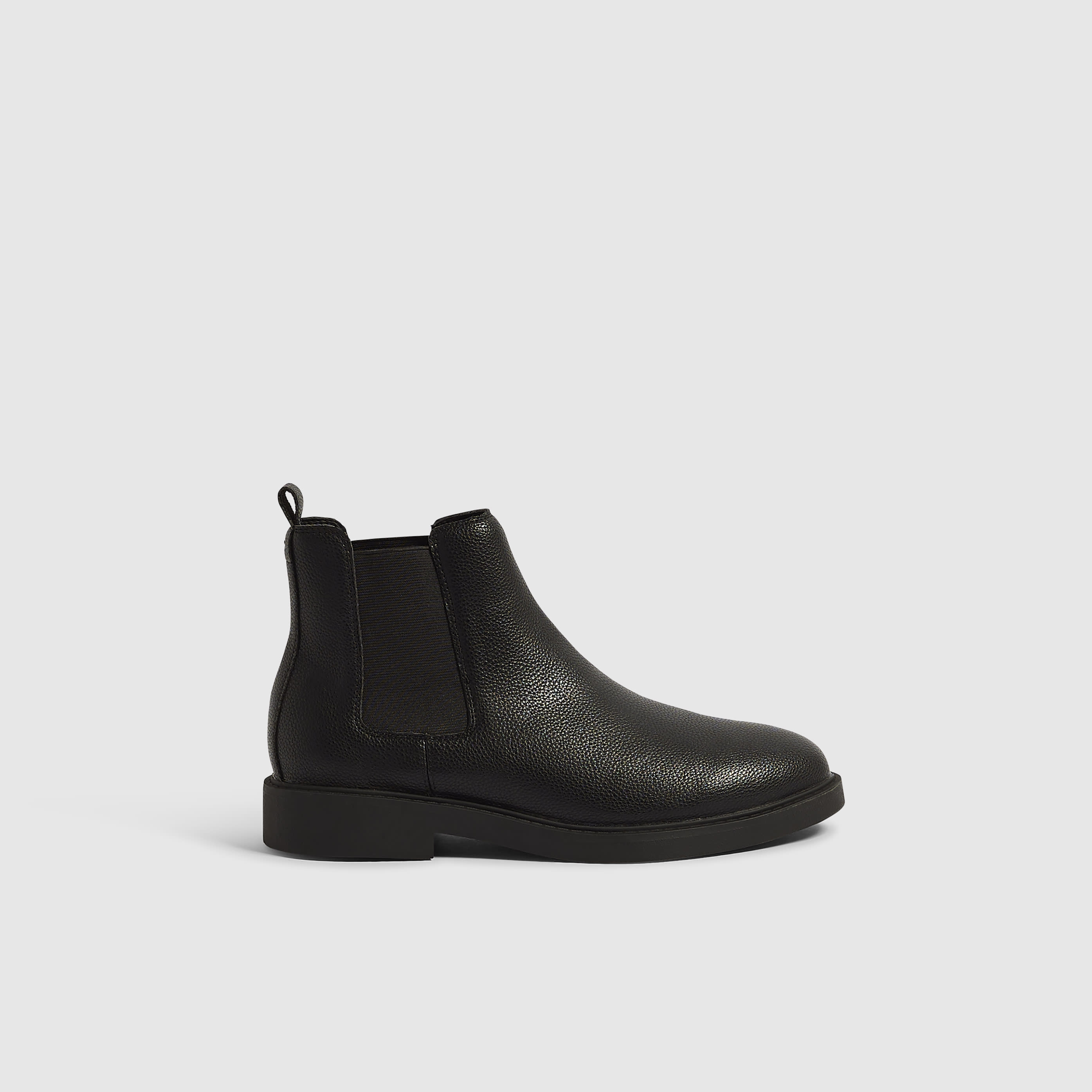Mens River Island Black Faux Leather Chelsea Boots
