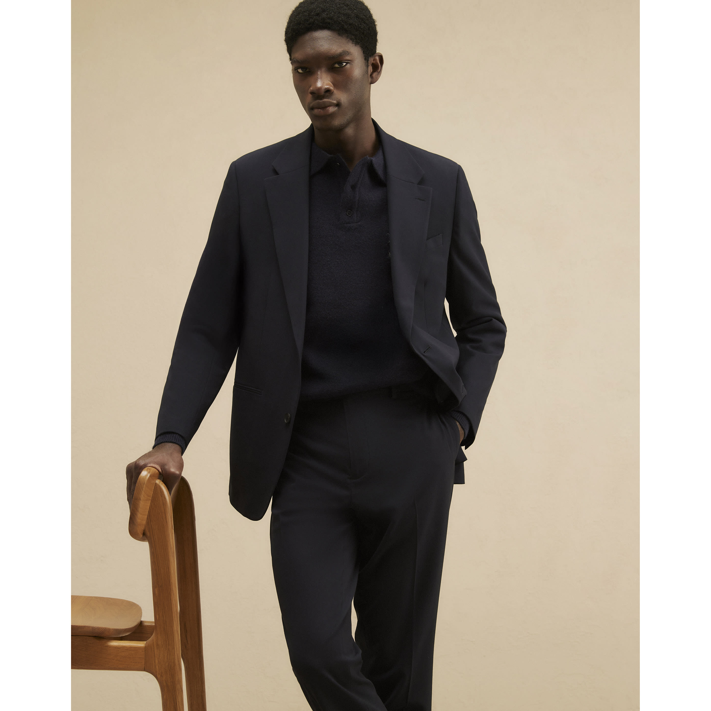 River Island Navy Regular Fit Suit Jacket