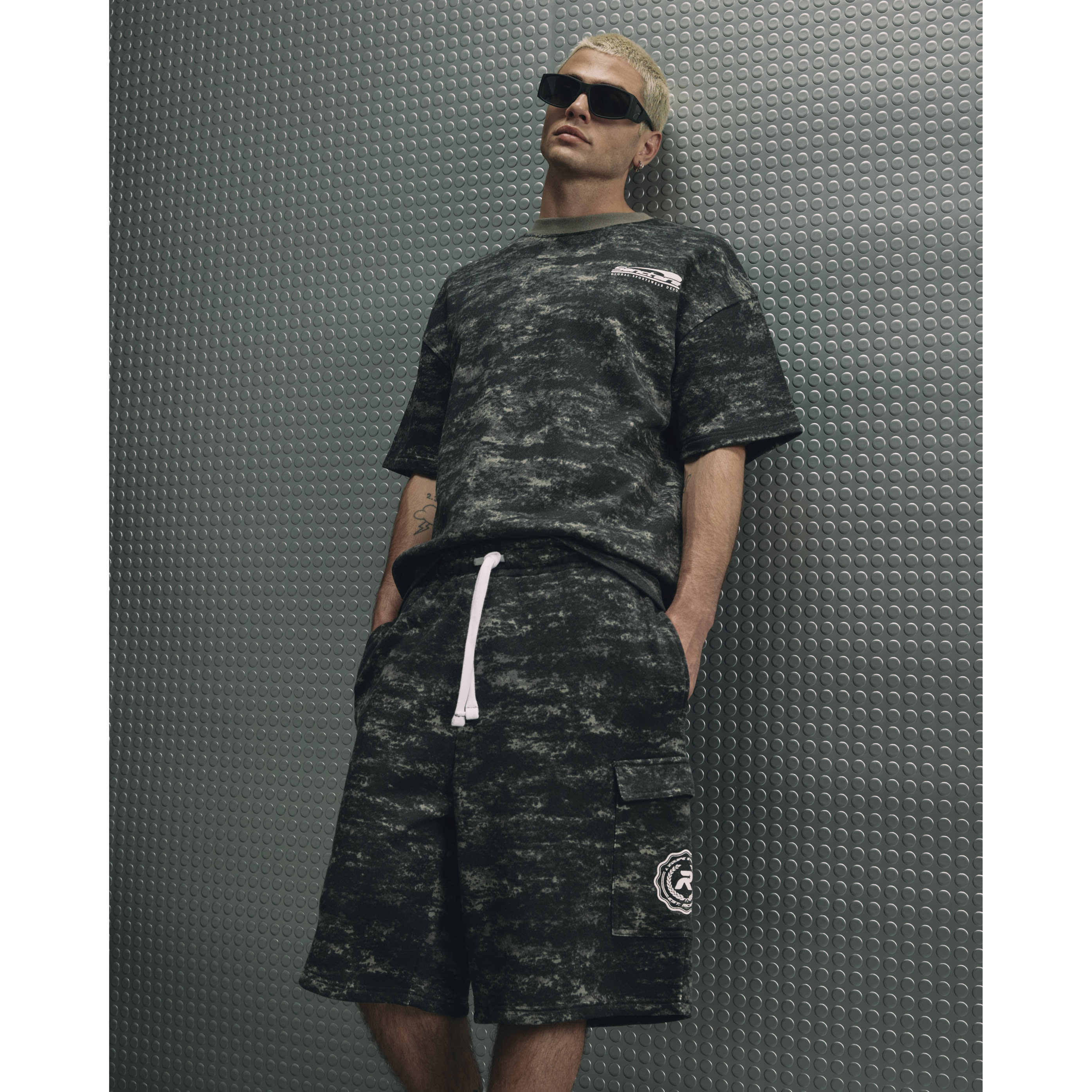 River Island Black Washed Camouflage Sanctuaire T-Shirt
