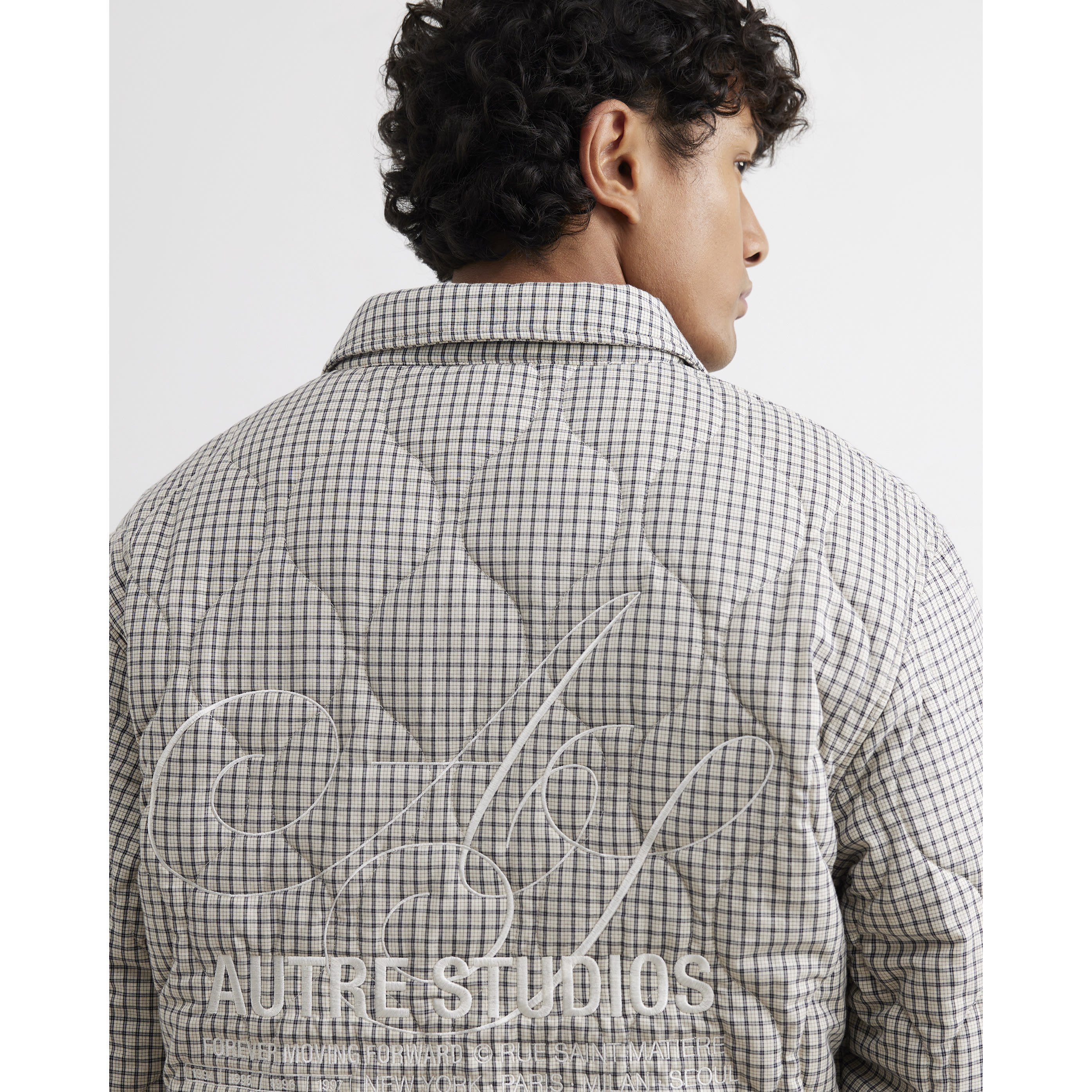 River Island Beige Cotton Quilted Check Overshirt