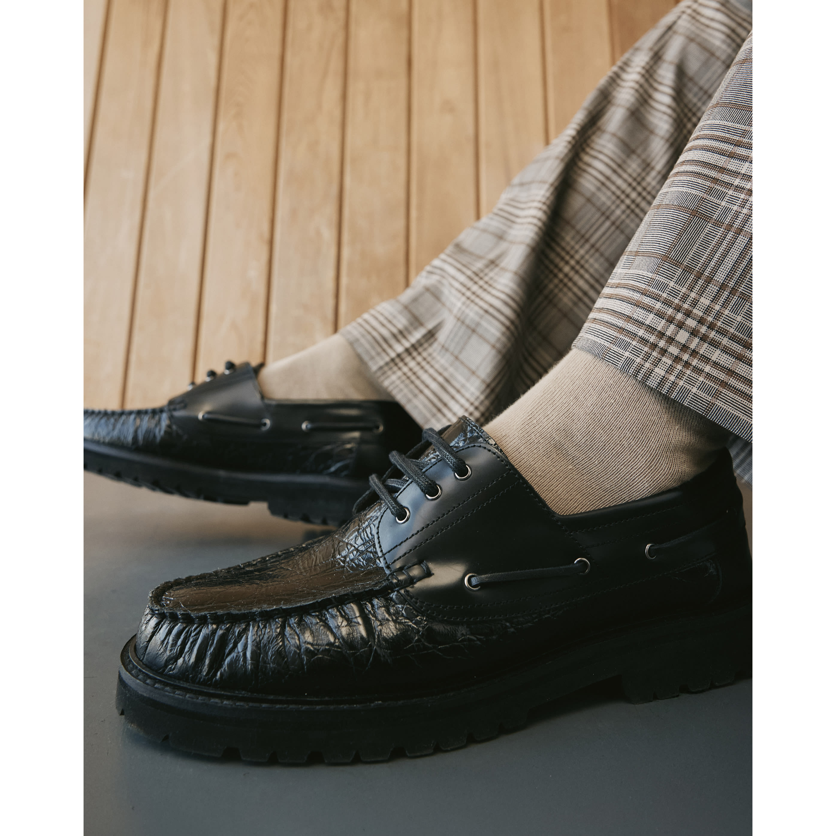 River Island Black Twisted Tailor Leather Boat Shoes