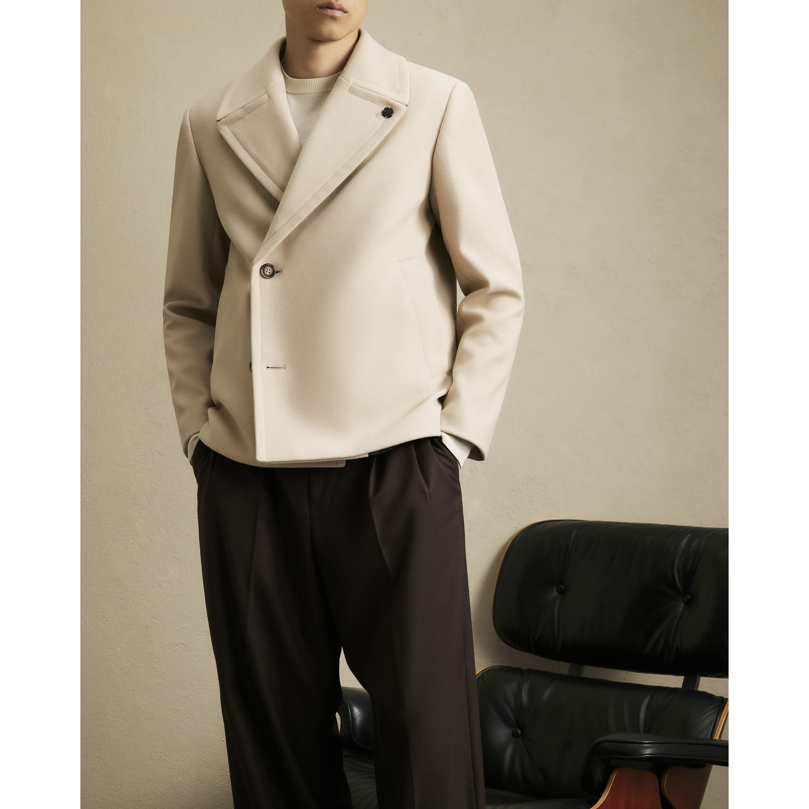River Island Beige Single Breasted Peacoat