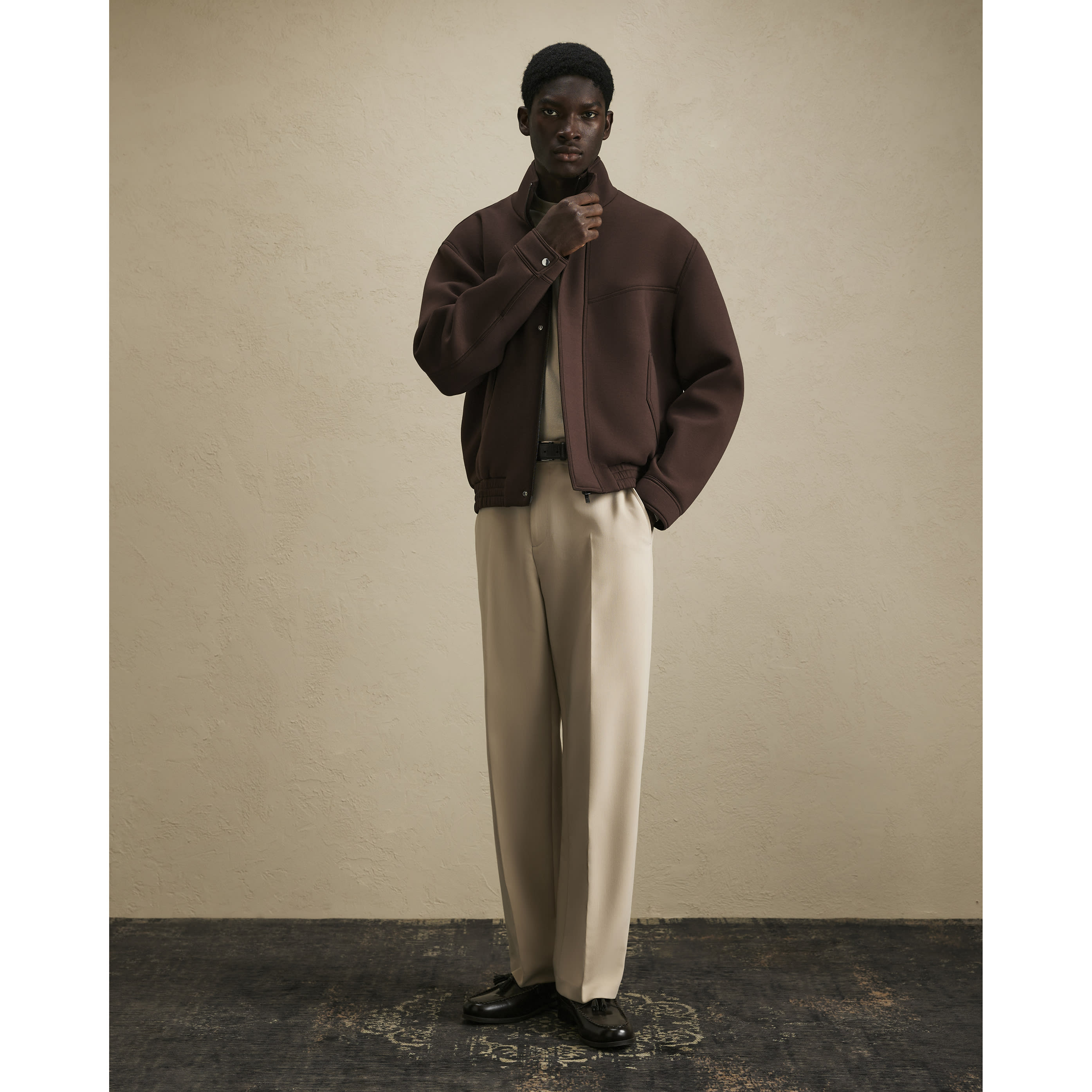River Island Brown Premium Funnel Neck Jacket