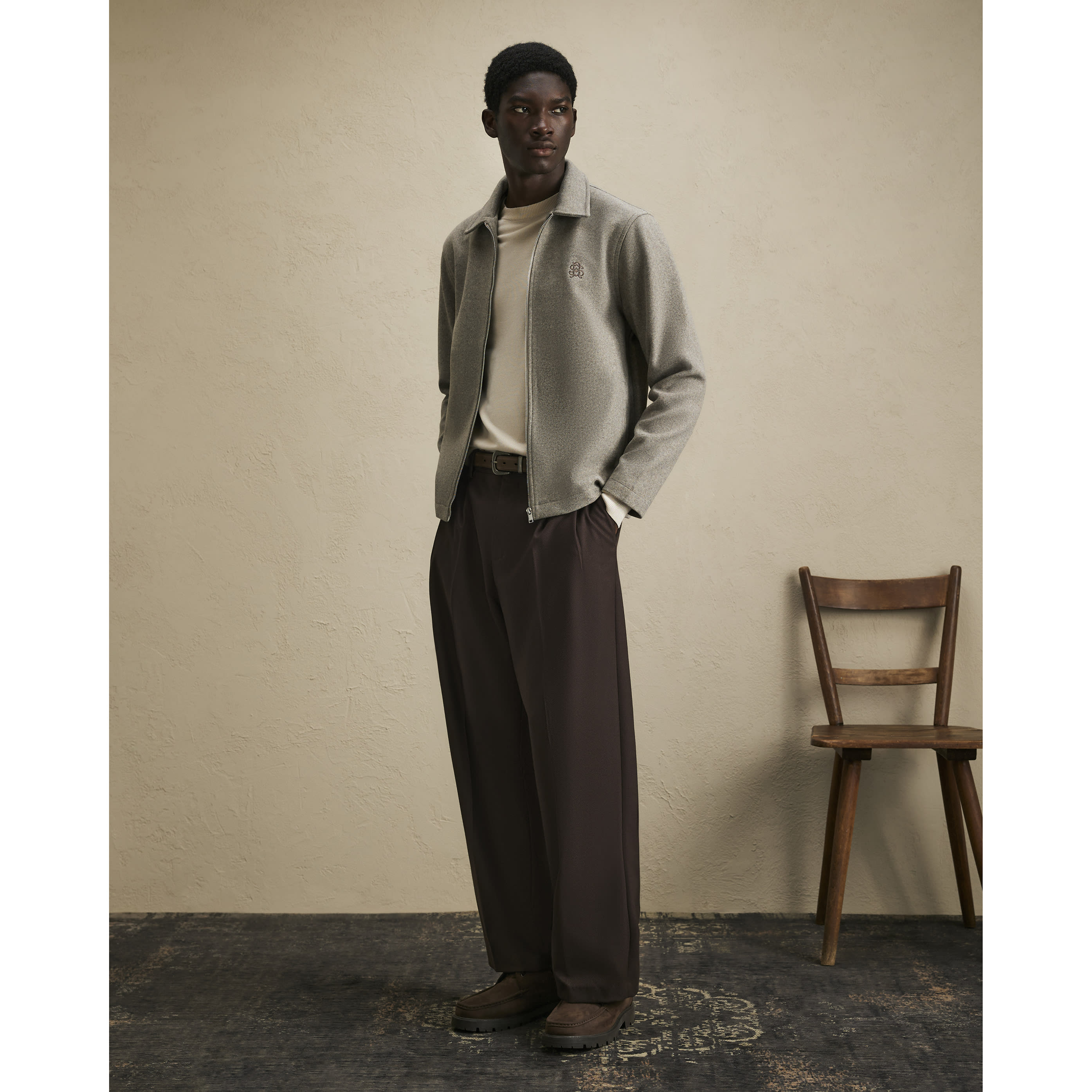 River Island Grey Zip Through Embroidered Shacket