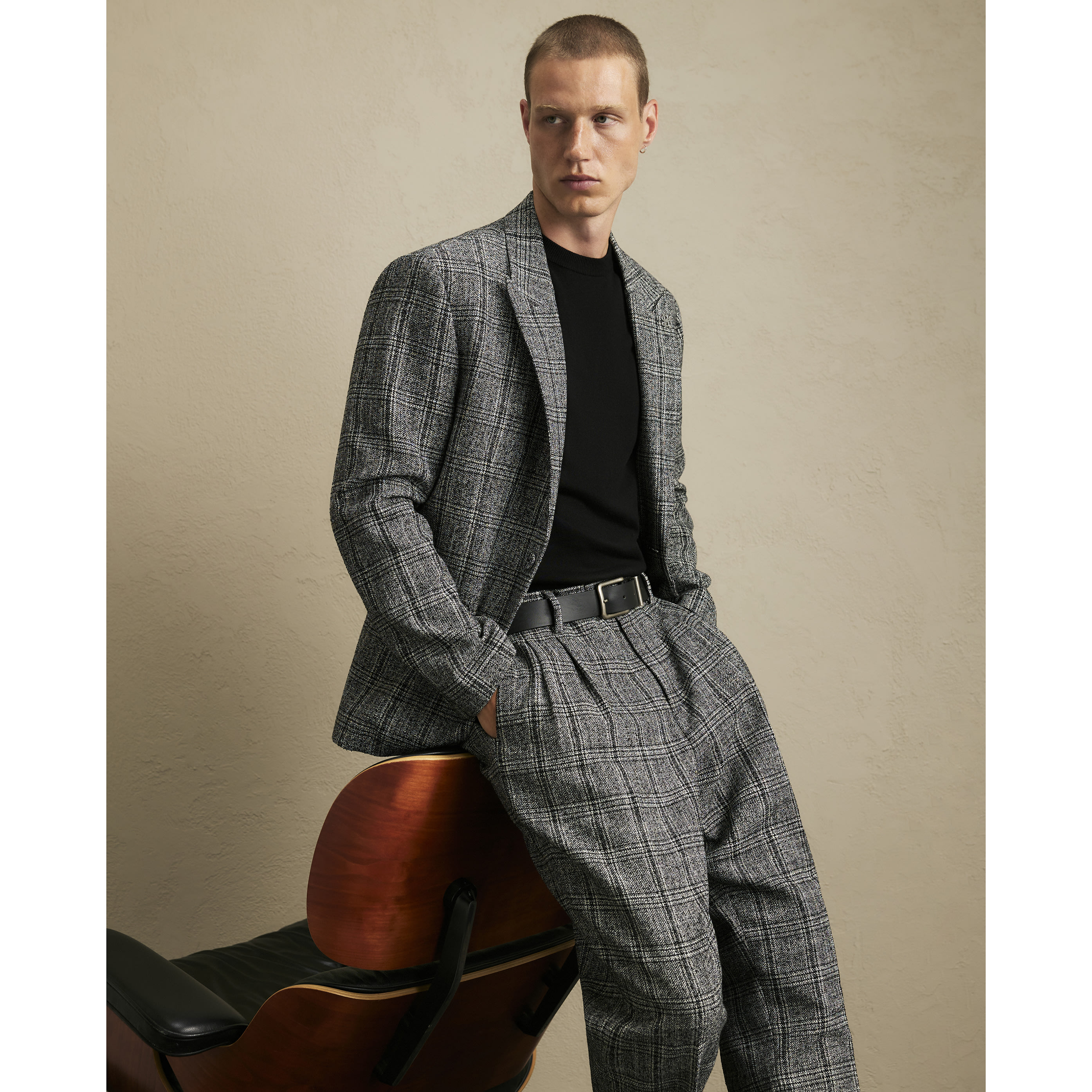 River Island Grey Check Suit Jacket