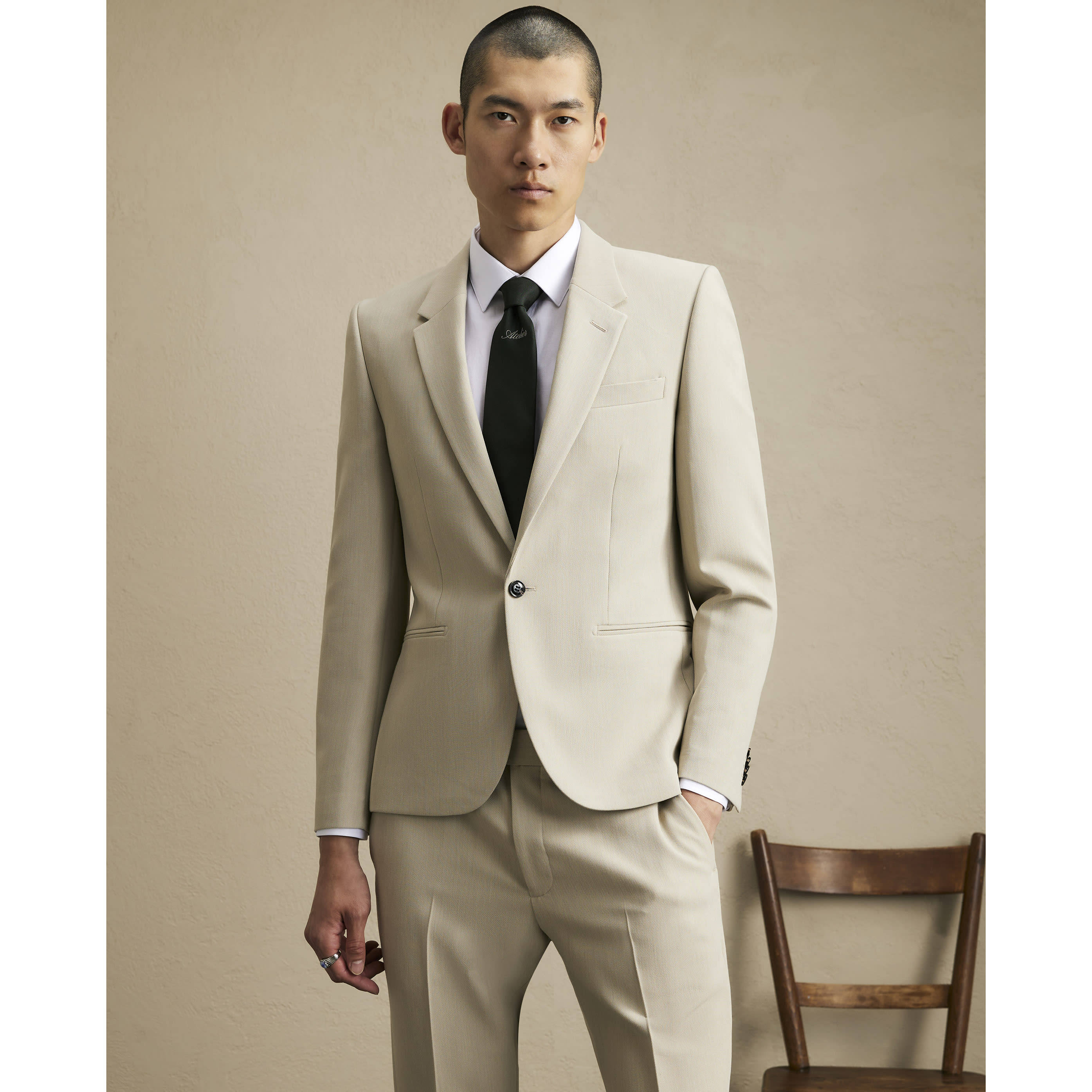 River Island Beige Skinny Fit Suit Jacket