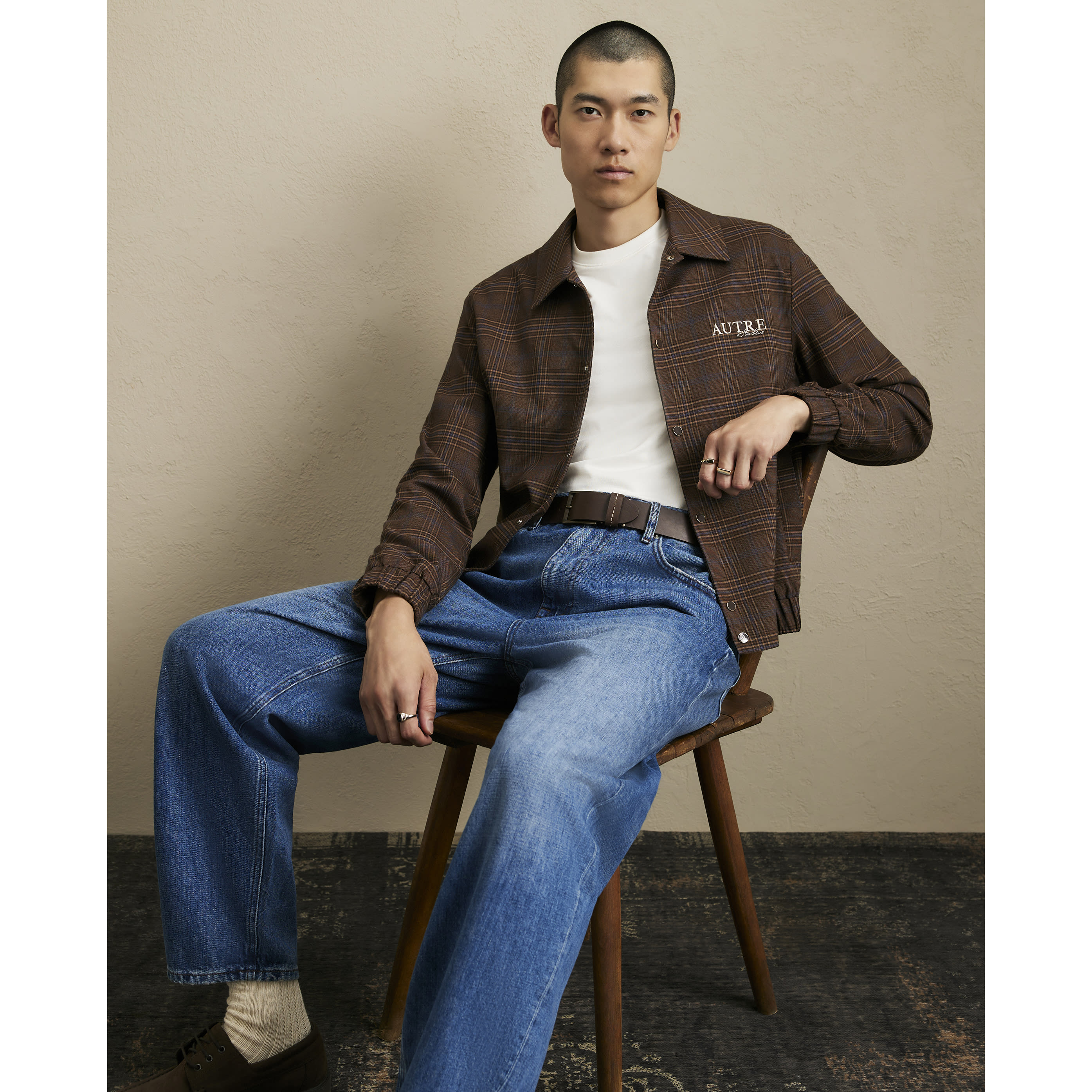 River Island Brown Regular Fit Check Autre Jacket