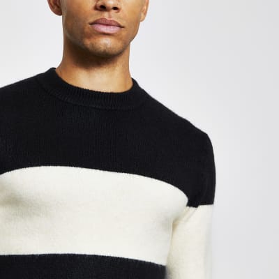 Mens black shop and white jumper