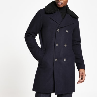 Selected Homme navy double breasted peacoat