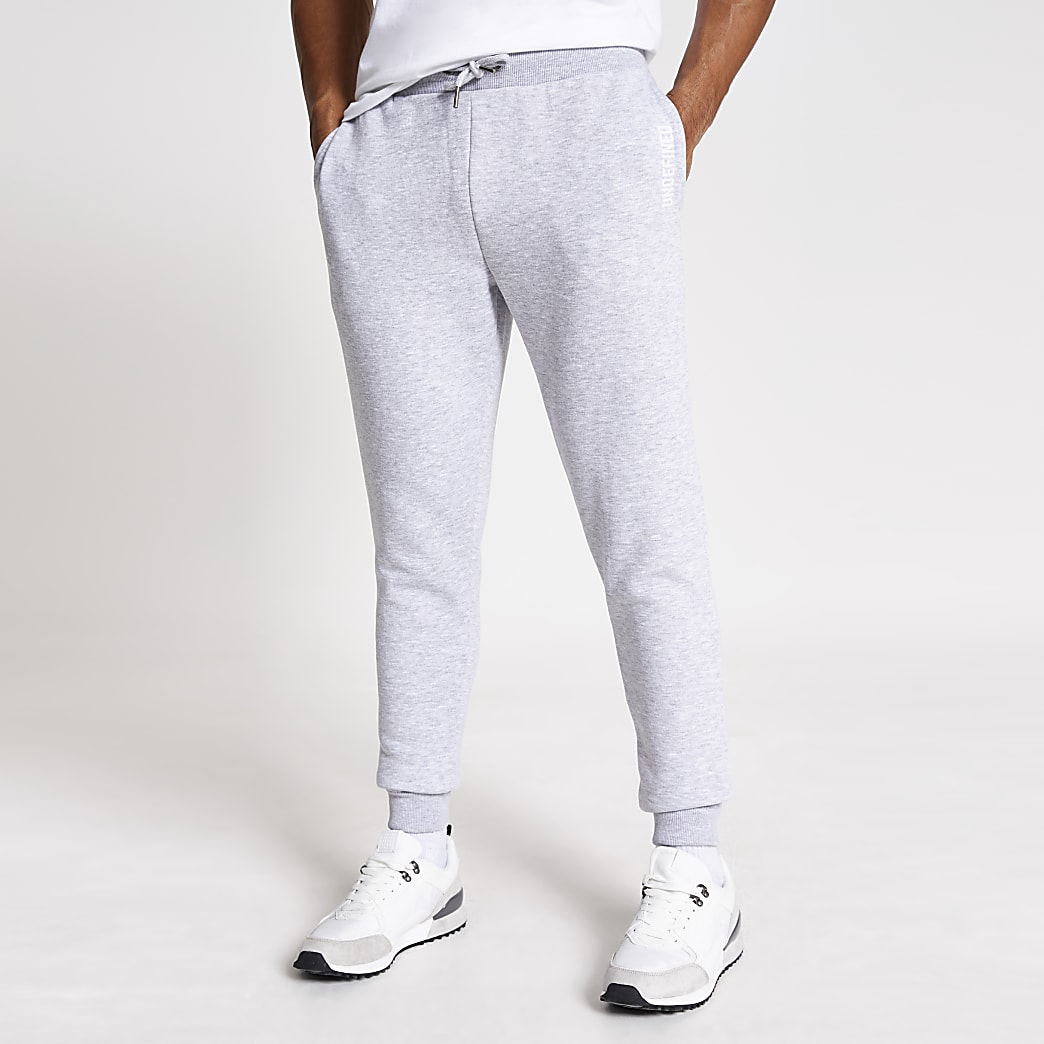 Grey 'Undefined' embroided slim fit joggers | River Island