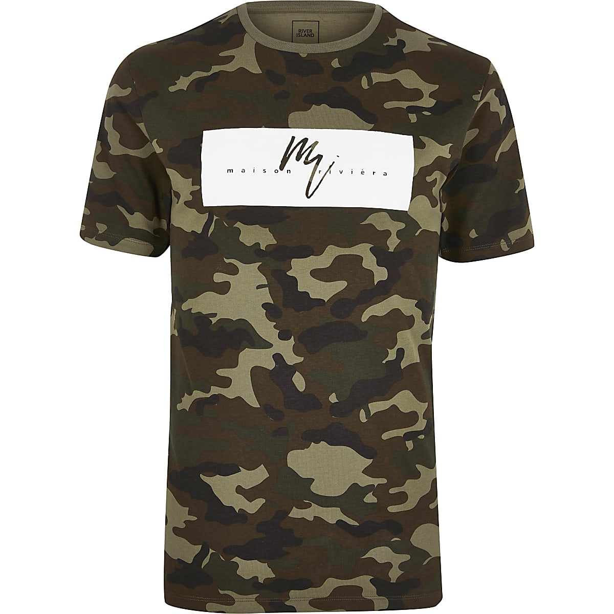 Green slim fit Maison Riviera camo T shirt Green slim fit Maison Riviera camo T shirt
