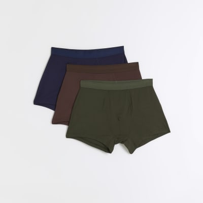 3PK Navy and Khaki Modal trunks | River Island