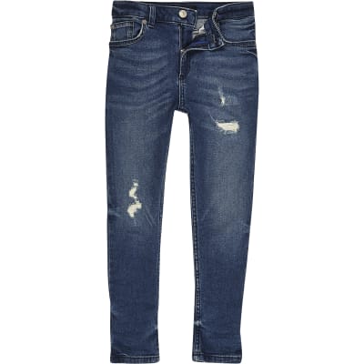 Boys mid blue distressed Sid skinny jeans Skinny Jeans Jeans boys