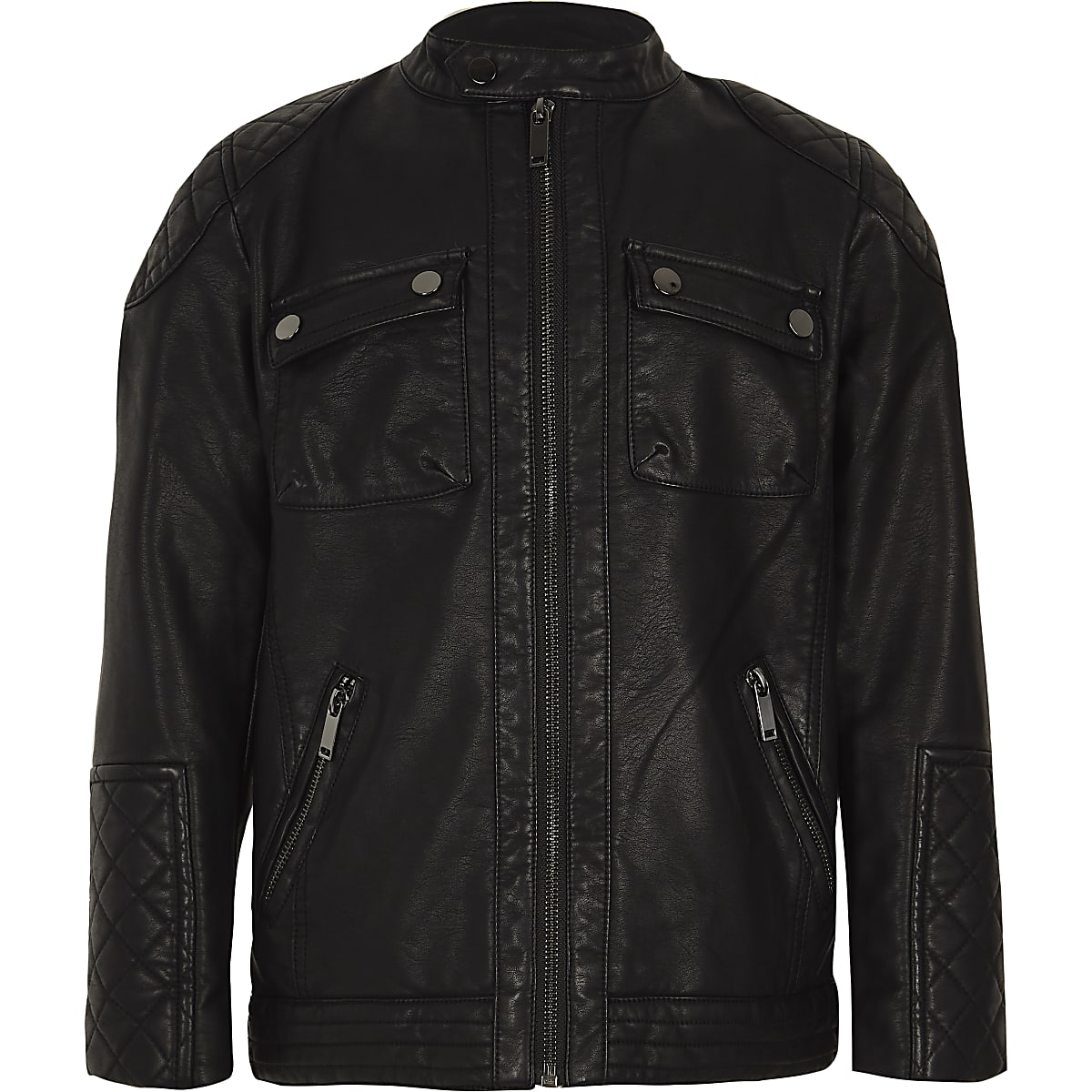 Boys black faux leather racer jacket - Jackets - Coats & Jackets - boys