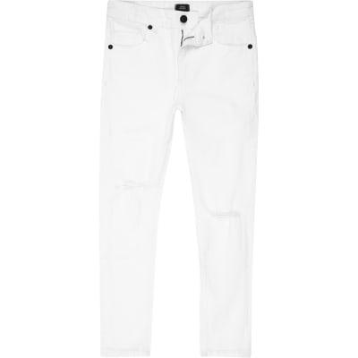 boys white distressed jeans