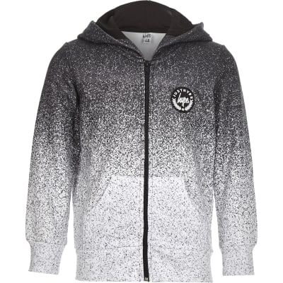 Boys Hype grey speckled zip front hoodie | River Island