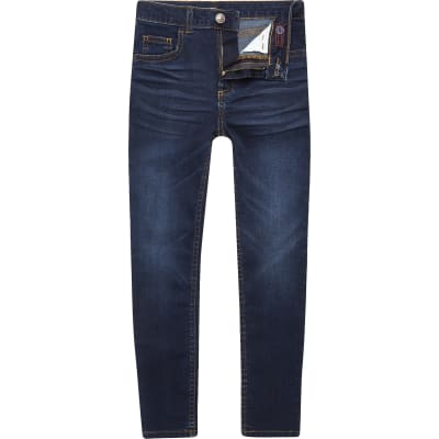 Boys dark blue Danny super skinny jeans | River Island