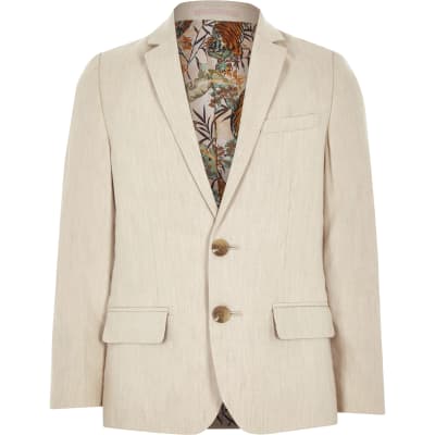 boys-cream-linen-suit-blazer-river-island