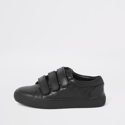 boys black velcro trainers
