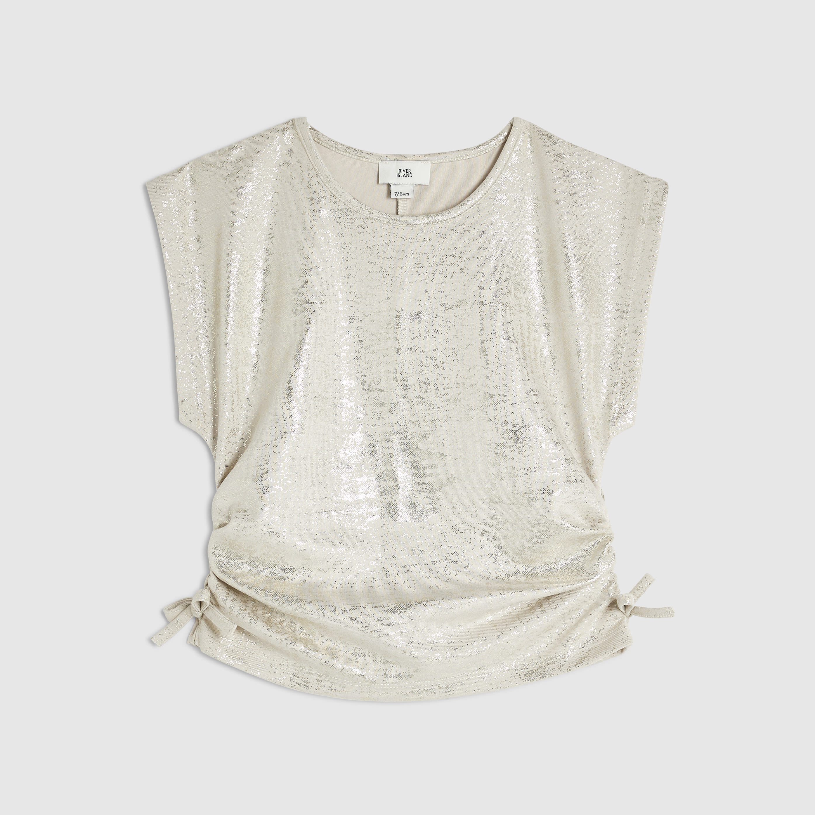 River Island Girls Gold Foil Ruched Side Top