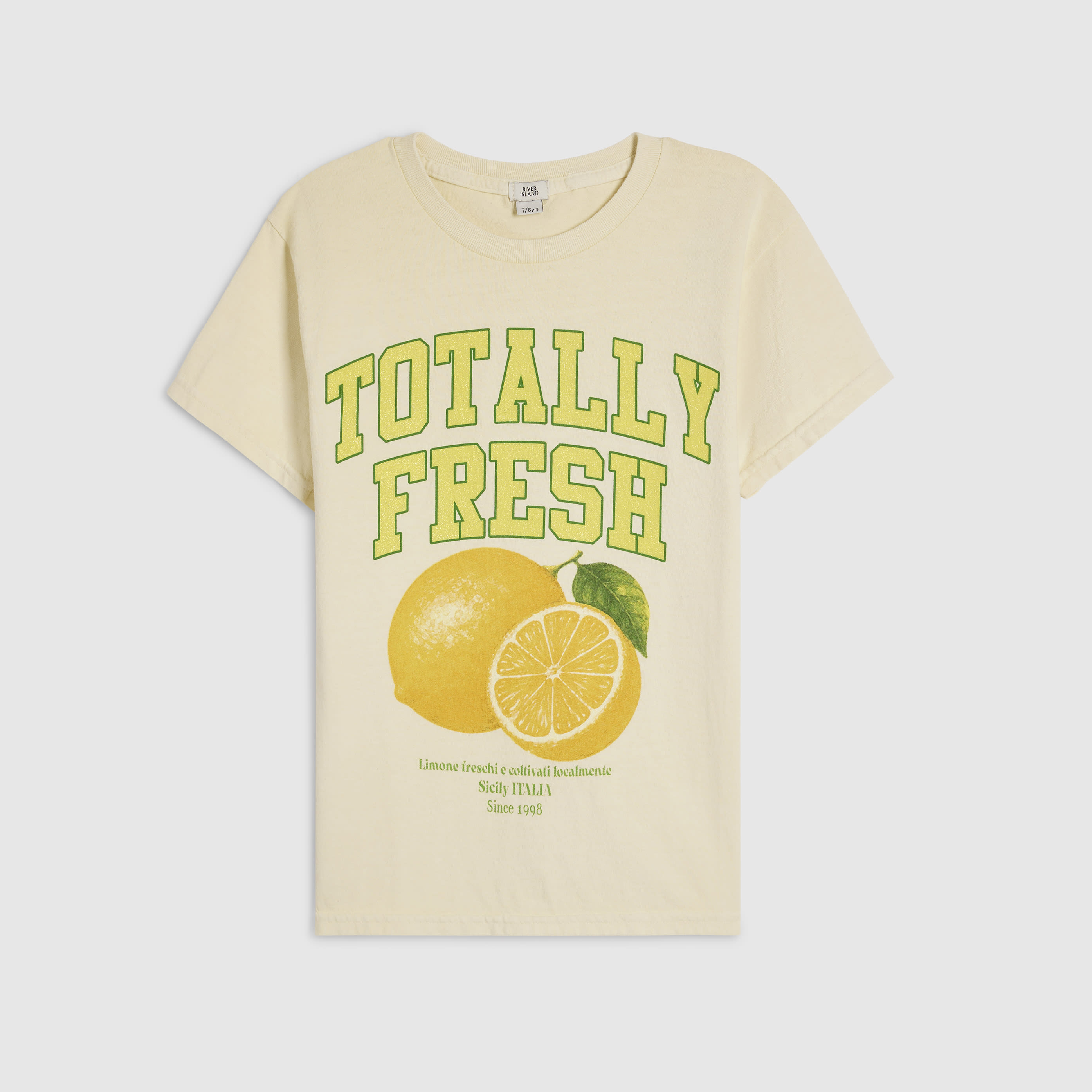 River Island Girls Yellow Totally Fresh Lemon T-Shirt