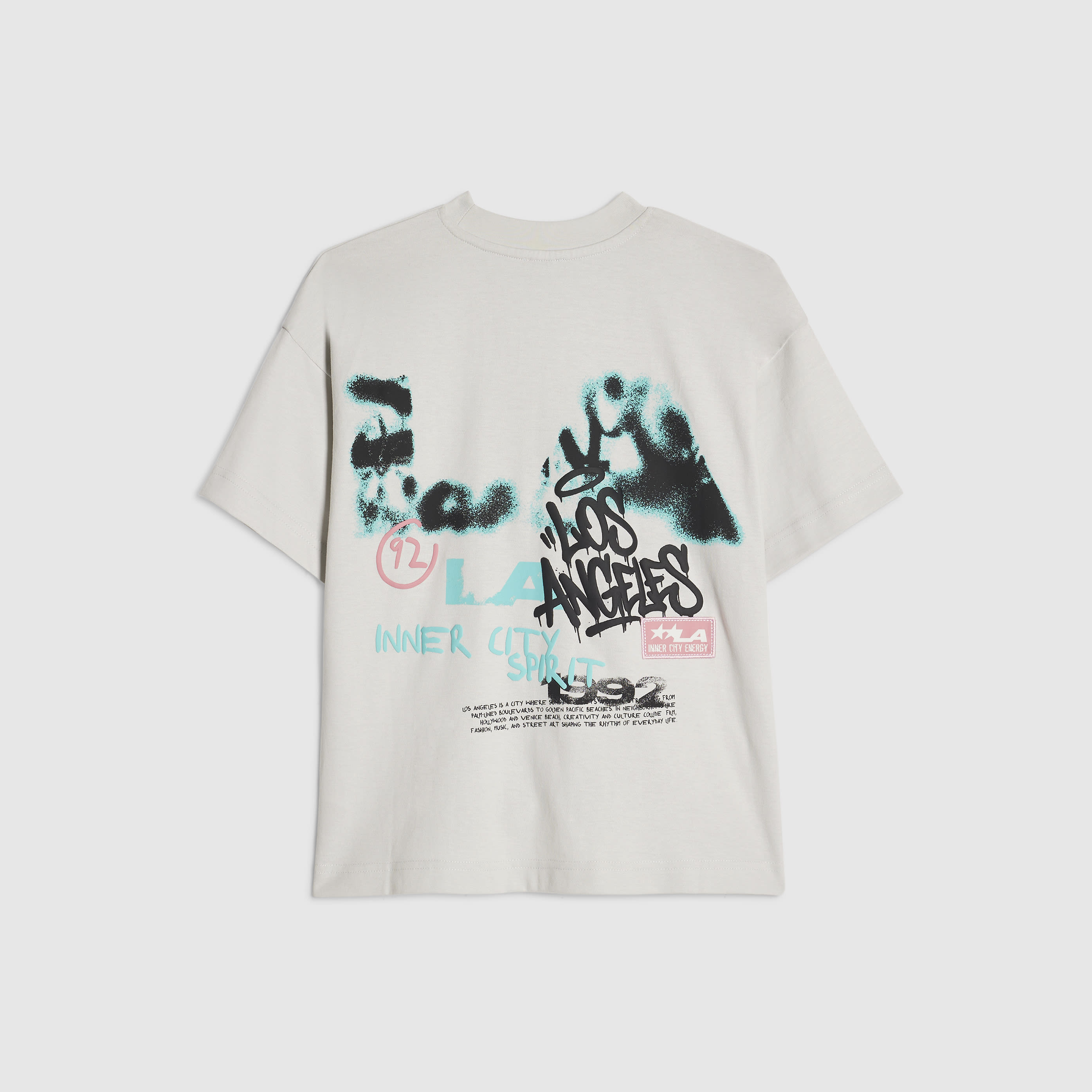 River Island Boys Grey Oversized Grafitti Graphic T-Shirt