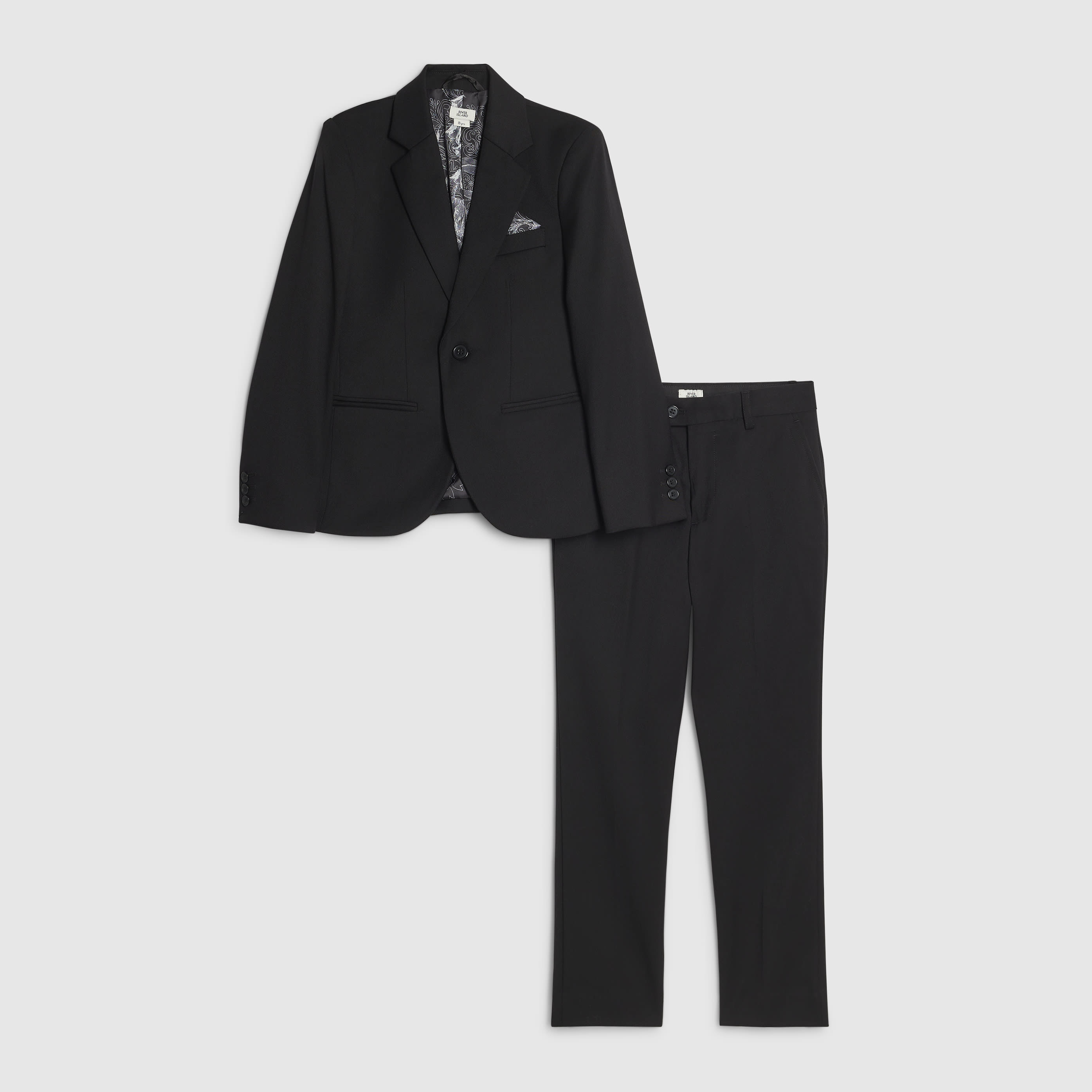 River Island Boys Black Jacket And Trousers Suit Set