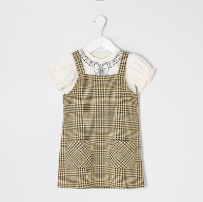 river island check pinafore