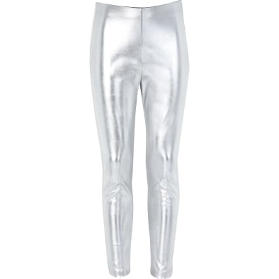 girls silver pants