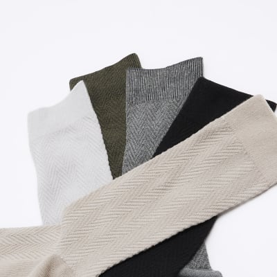 5PK Khaki ankle socks River Island