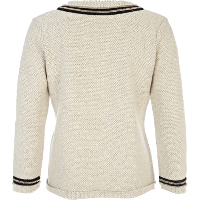 Cream chain detail textured jacket