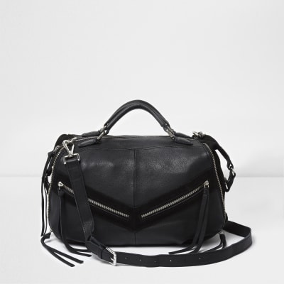 large black shoulder bag with zip