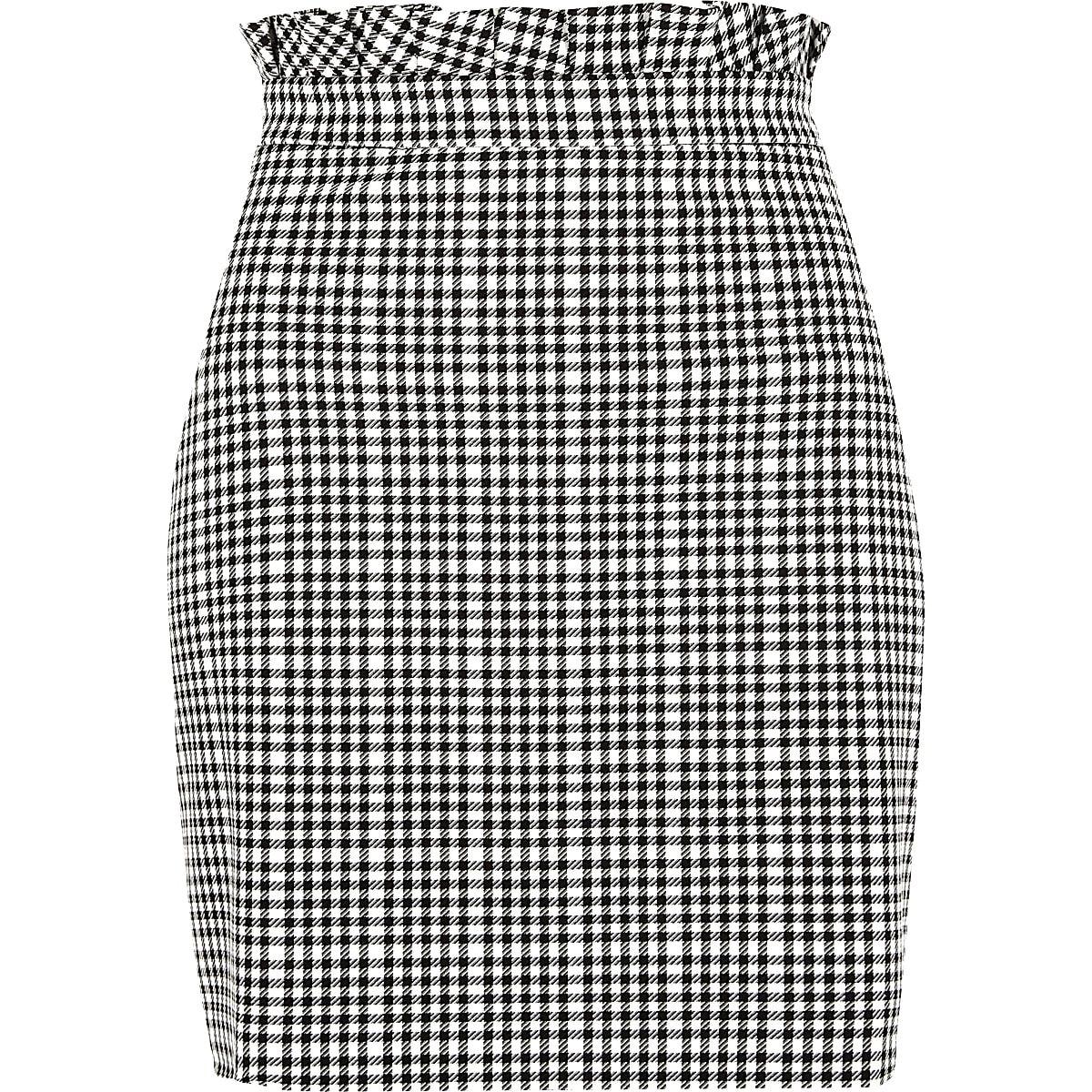 White gingham paperbag waist mini skirt - Mini Skirts - Skirts - women
